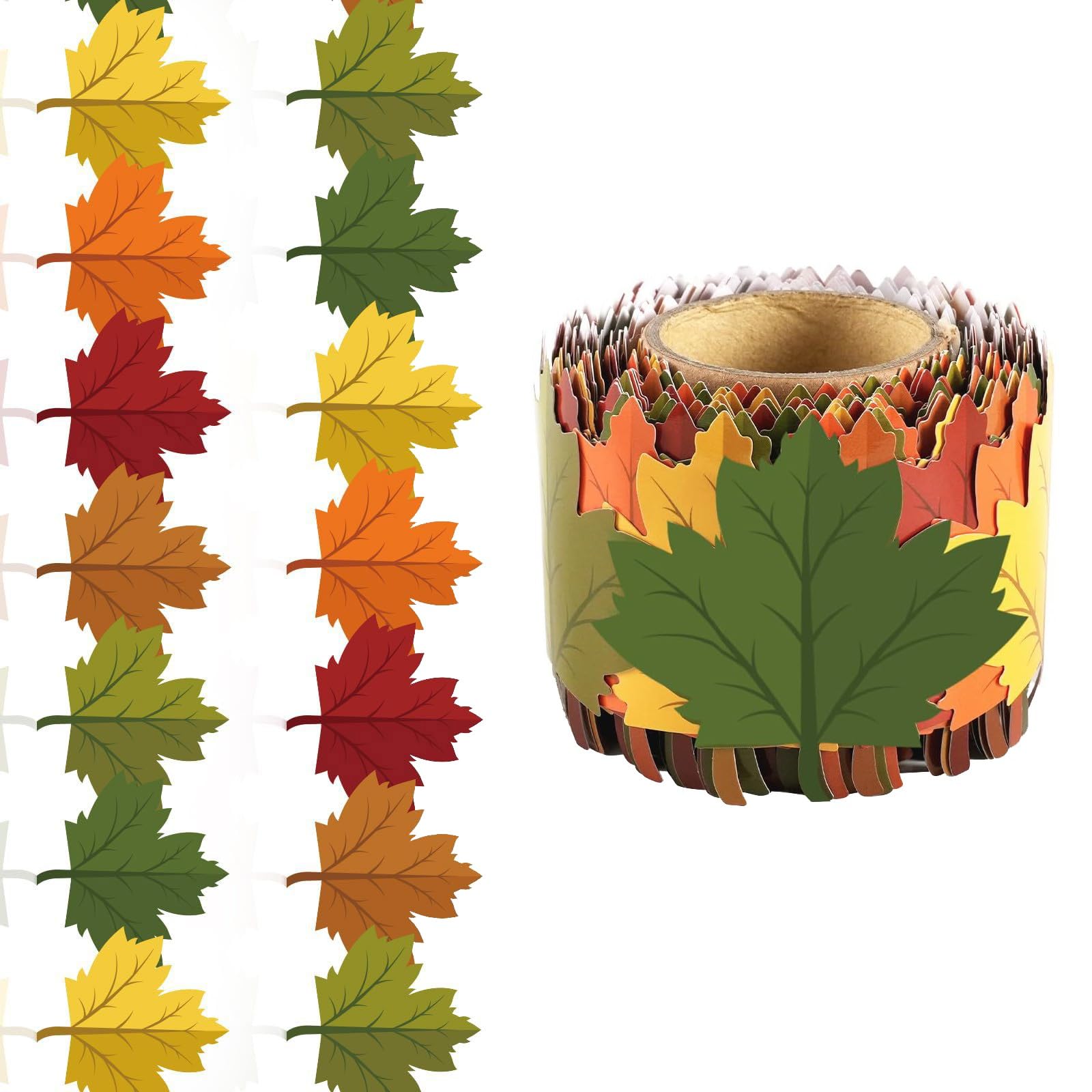 Colorful Pattern Wall Decal Roll Fall Classroom Decors Bulletin Board Border Trim for Teachers Students Gift Fall Decal