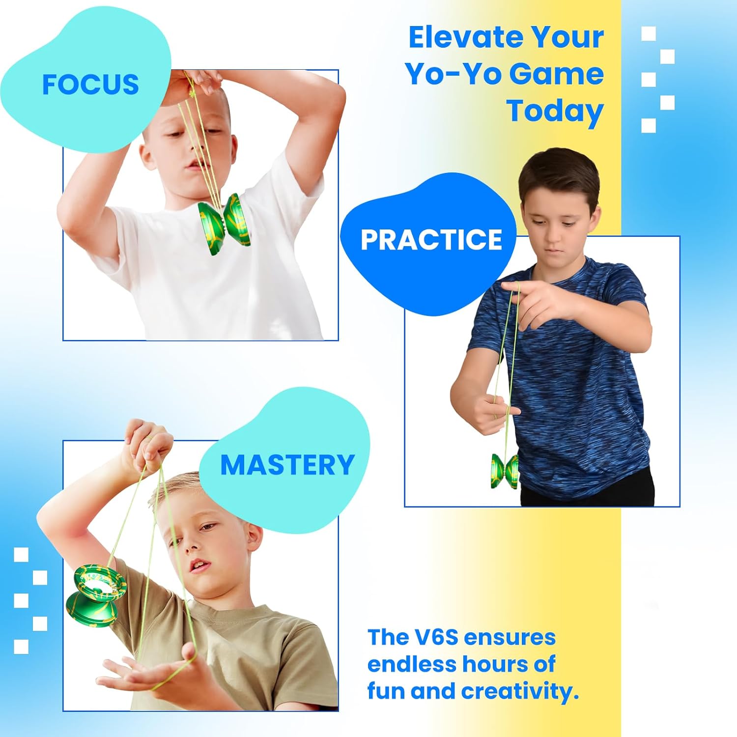 MAGICYOYO V6S LOCUS Responsive Yoyo for Kids, Professional FingerSpin Yo Yo Trick for Adults, Dual Purpose Design with Unresponsive Yoyo Bearing+12 Yo-yo Strings+Bearing Tool+Case Bag (Green Yellow)