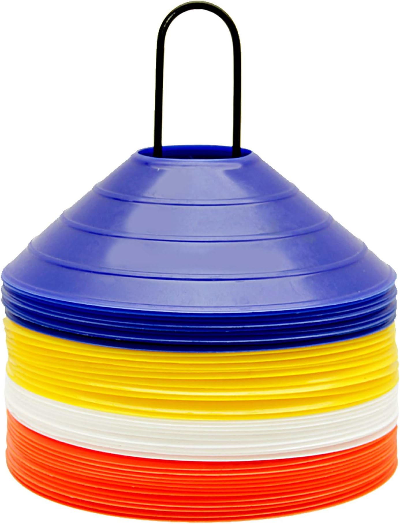 Pepup Multipurpose Saucer Cut Cone Markers with Plastic Stand (Set of 40), 8" Diameter 2" Height, Multicolor