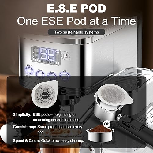 Miniatura 6 de Geek Chef Máquina de café expreso y capuchino con espumador de leche automático, 20 bar para el hogar, para capuchino o café con leche, con filtro