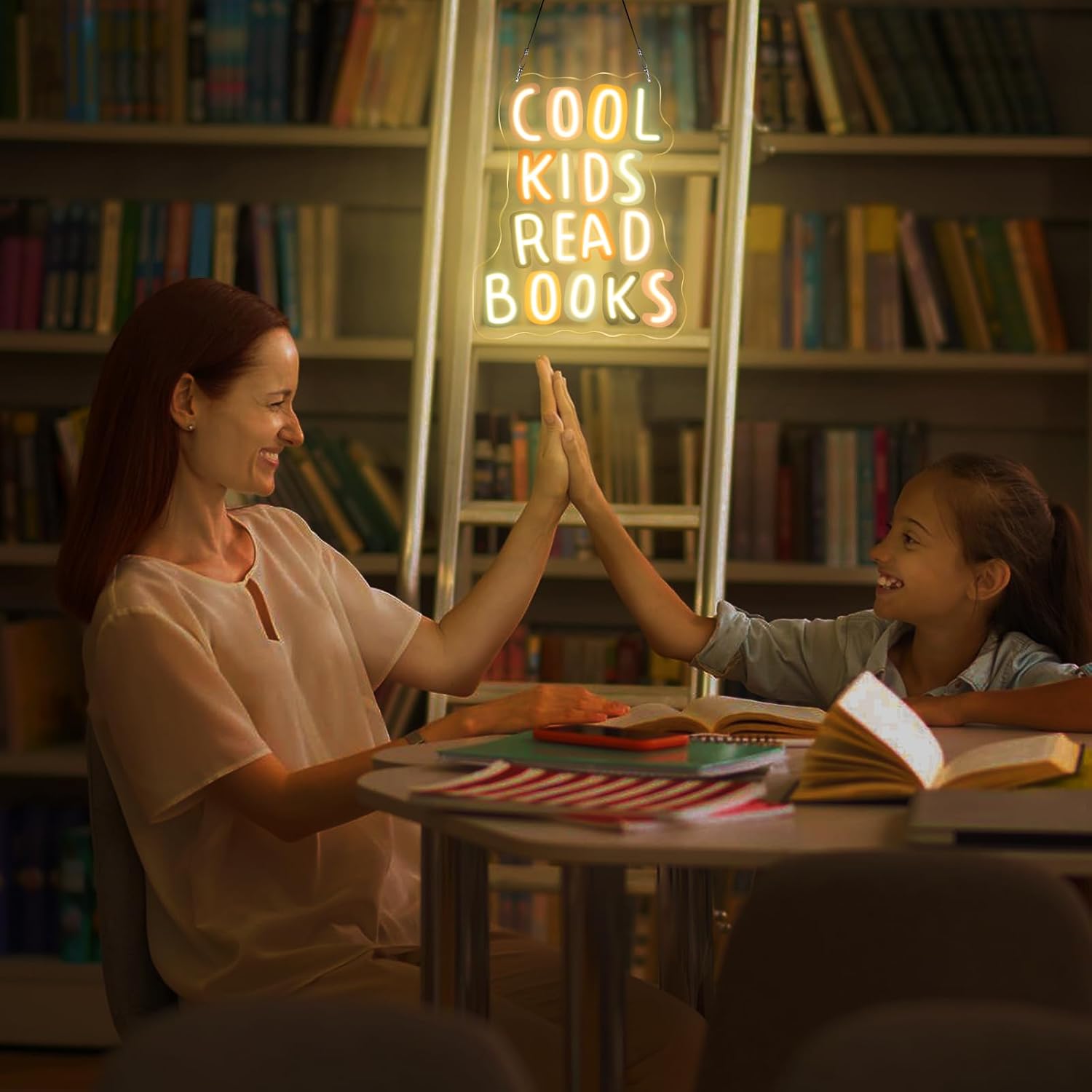 Cool Kids Read Books Neon Sign, Handmade Light Up USB 3D Wall Art Wall Decor Sign Light For Book Club Classroom Read Corner Kid's Reading Study Room Home Library Librarian Bookworm Gift