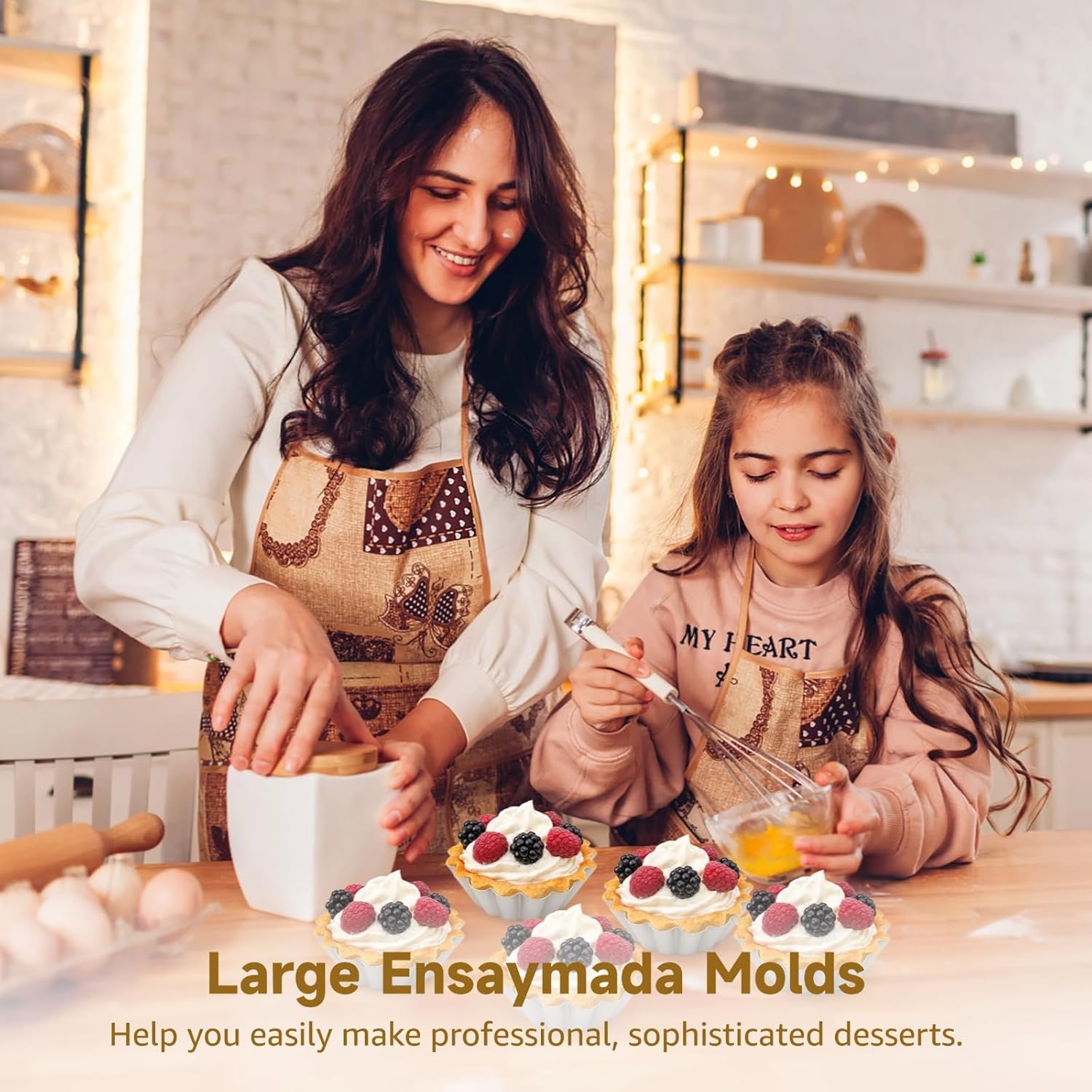 8 Pcs Large Ensaymada Molds, 4.8 In Bibingka & Tart Molds, Octagonal Aluminum Cake Pans With Stylish Wave Edges For Traditional Baking