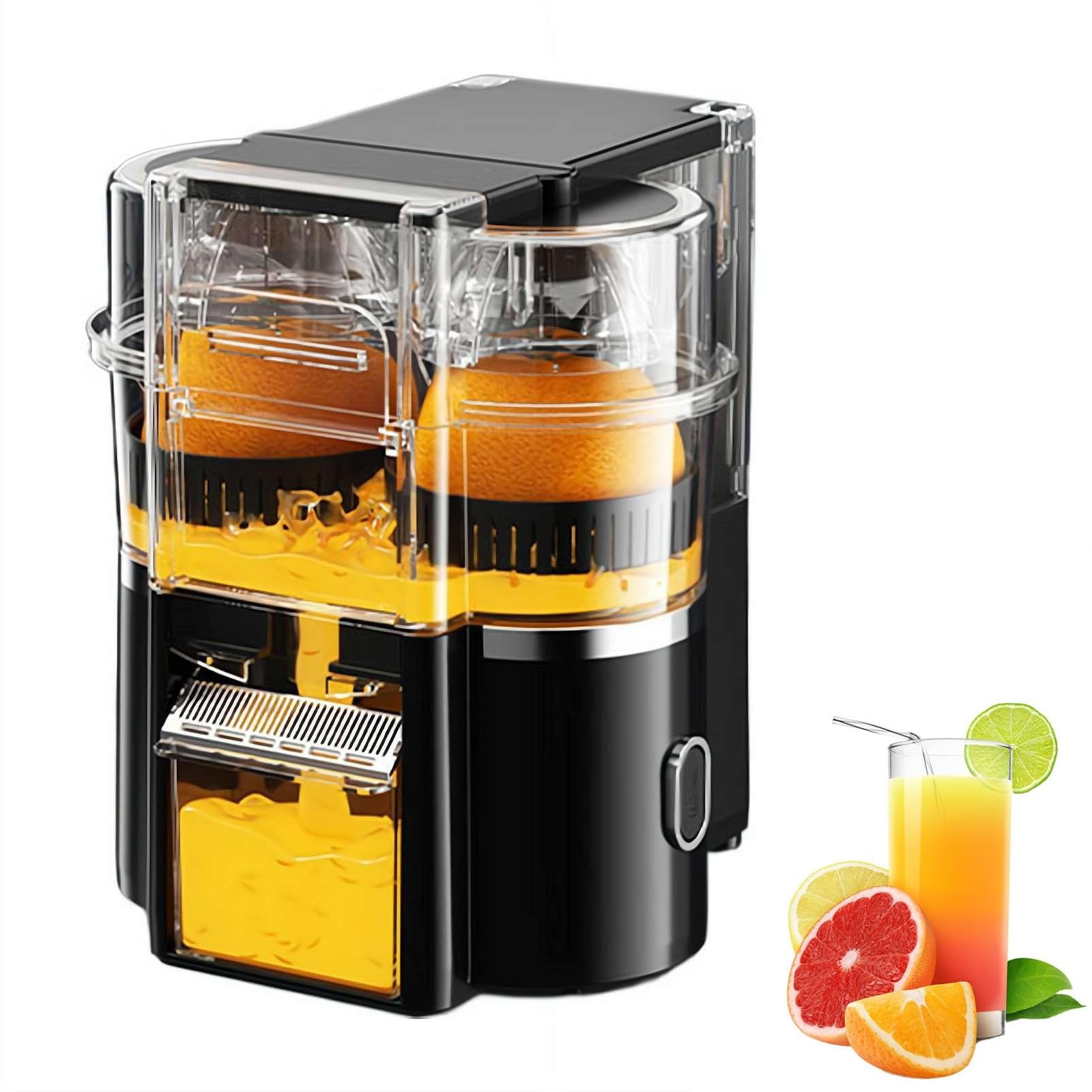 Exprimidor De Cítricos Automático De Doble Cabezal, Exprimidor Cítricos | Juice Maker con motor de 18000 Rpm, extractor de jugo inalámbrico de 2 velocidades para naranjas, limones y limas(Black)