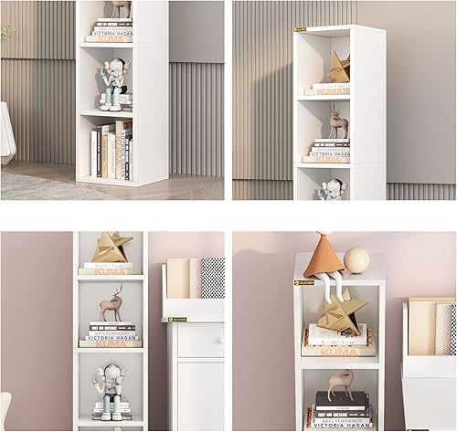 Miniatura 5 de ALISENED Estantería estrecha de 458 pulgadas estantería pequeña de esquina de madera con 4 estantes organizador de almacenamiento de cubos delgados