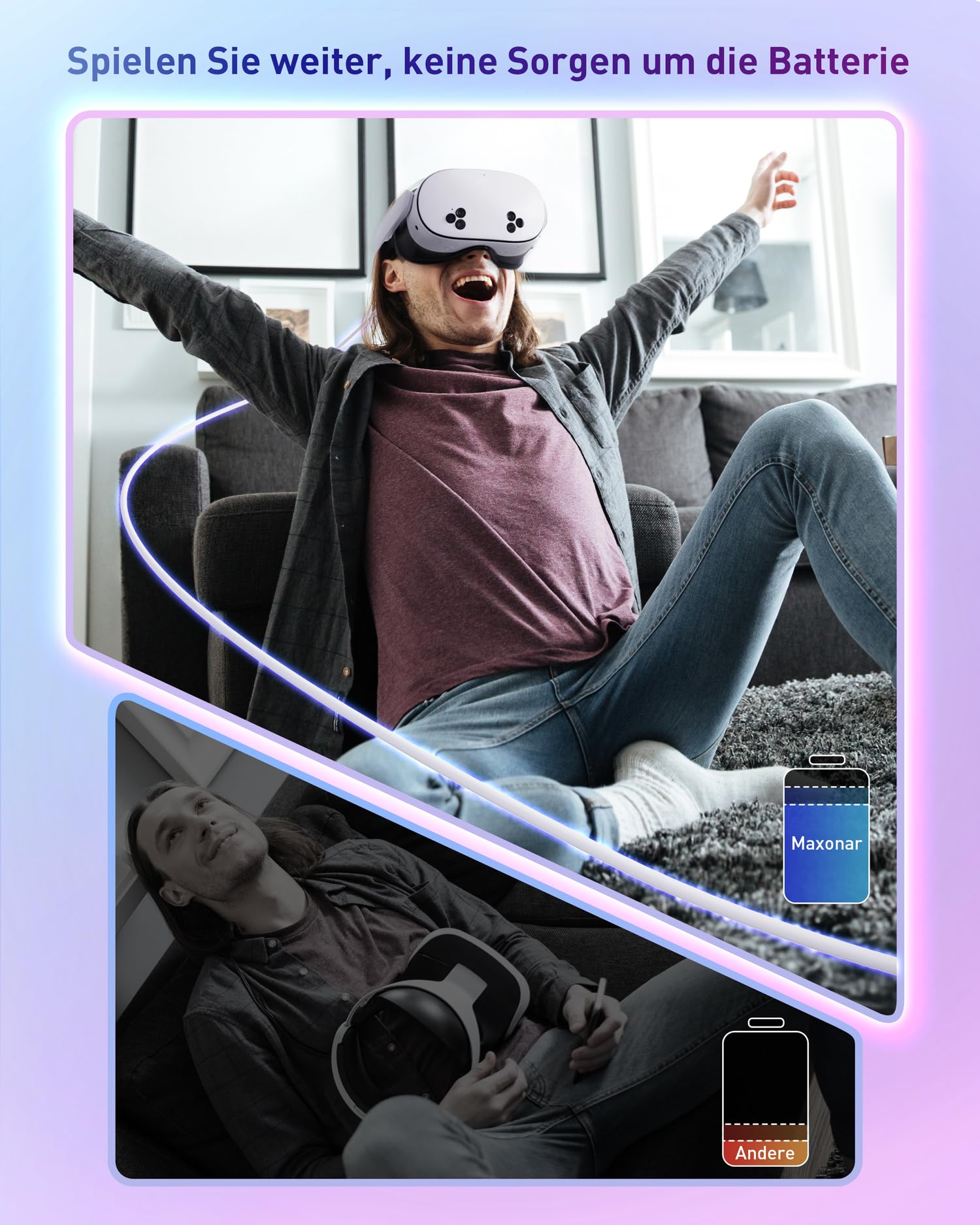 Maxonar Link Kabel mit Ladeanschluss 5m High Speed 5Gbps USB 3.0 to USB-C Kabel, Kompatibel mit Meta Quest 3/Quest 3S/Oculus Quest 2/Pico 4, PC Steam VR Headset Zubehör (Weiß)