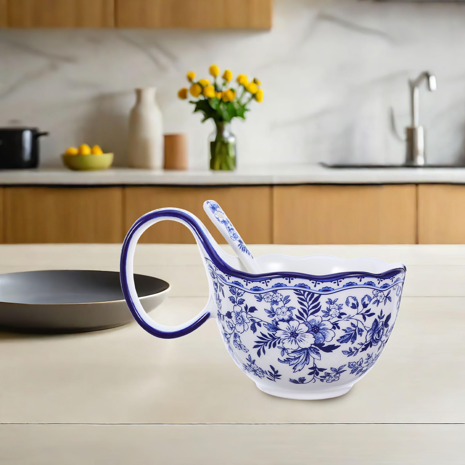 OSALADI Ceramiczna miska do zupy, 500 ml/17 uncji, zabytkowa miska do