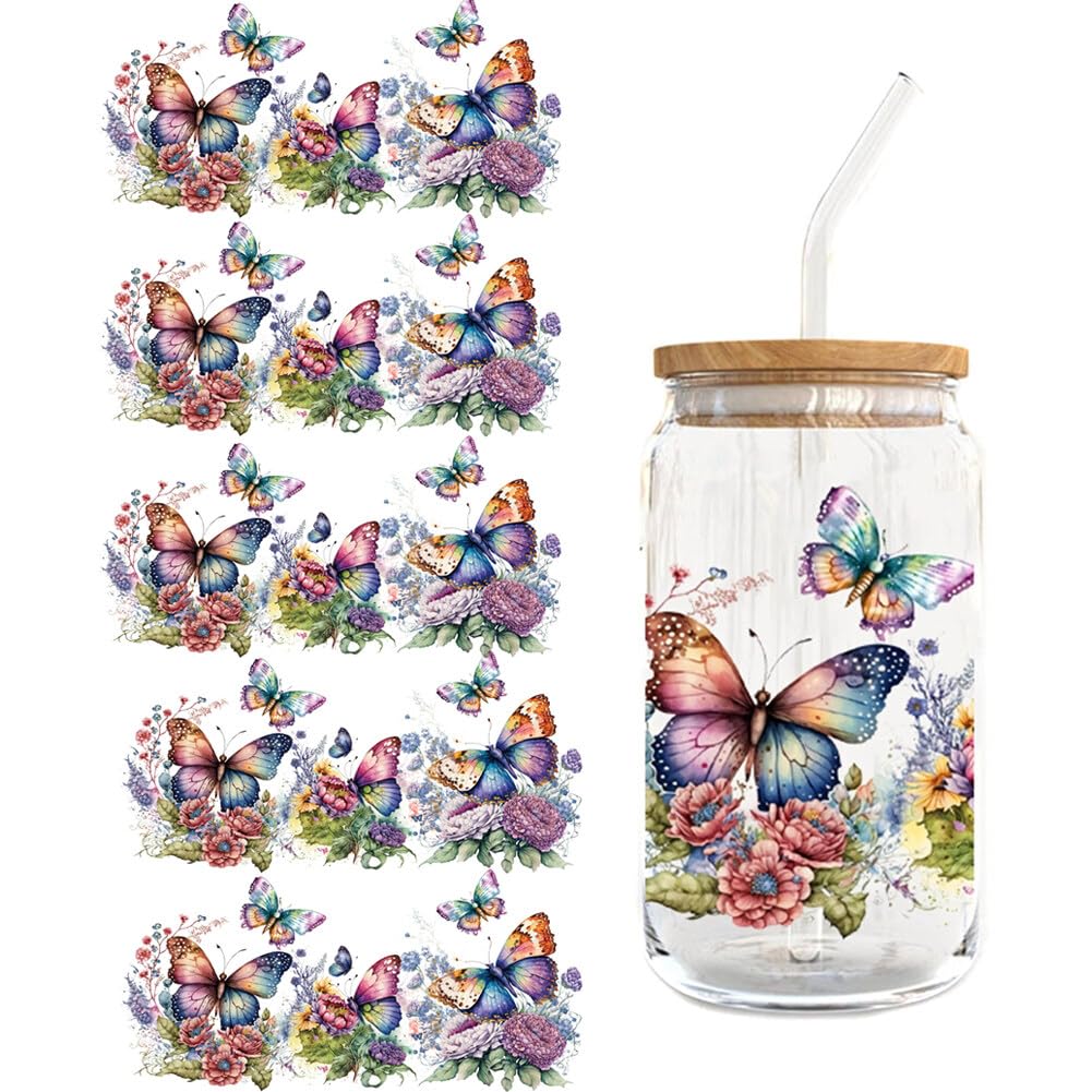 Snapklik.com : DTF Transfer Butterfly Stickers, 5pcs Floral Theme ...