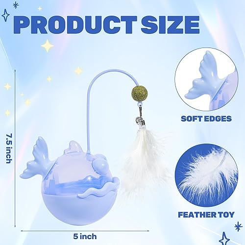 Miniatura 2 de Juguetes para gatos de interior, juguete interactivo para gatos con hierba gatera y plumas, dispensador de golosinas lento para control de peso,