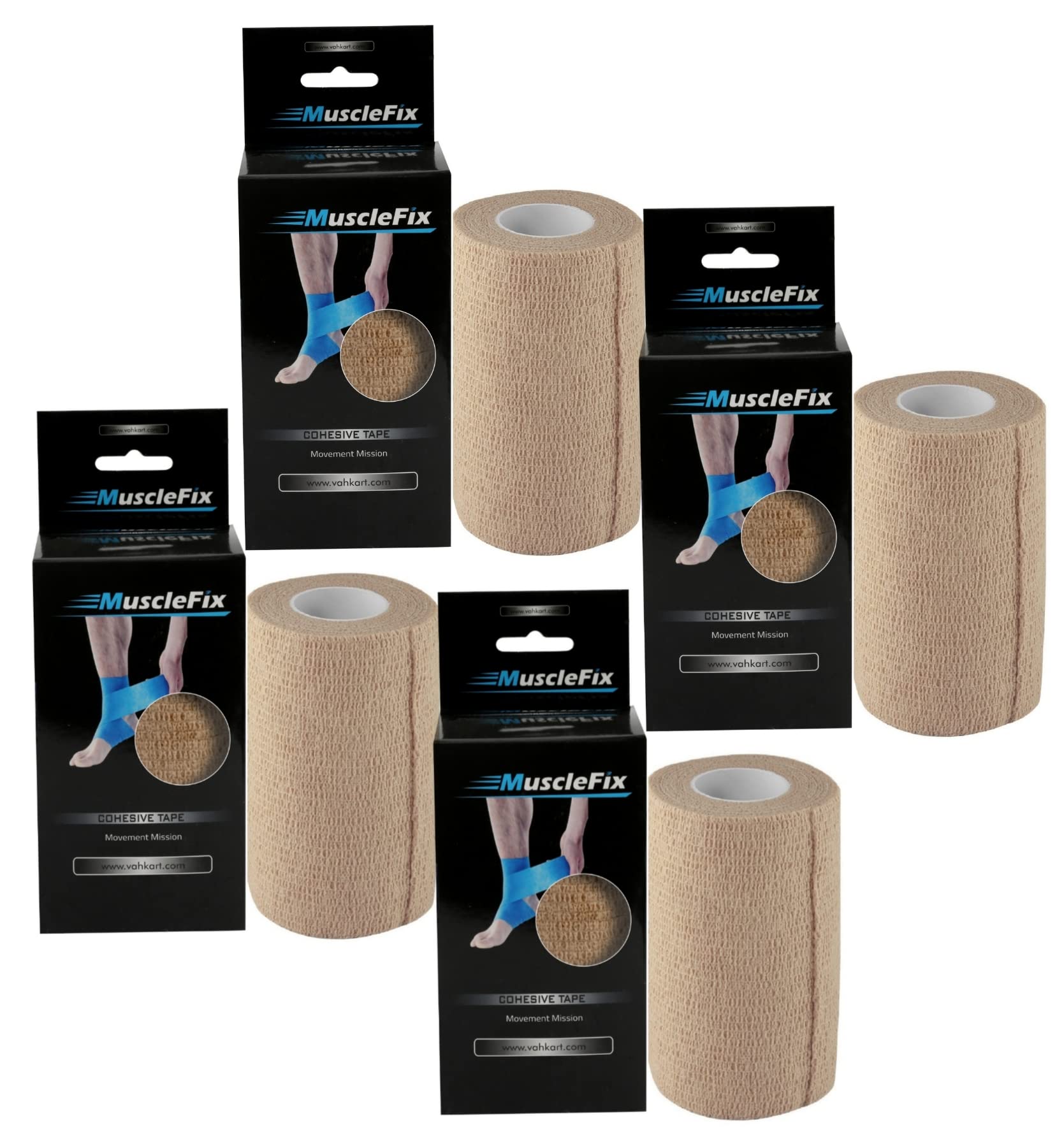 MuscleFix Cohesive Crepe Bandage, Elastic Self Adhesive Tape for Sports Injury, Strain, Knee & Wrist, Ankle Sprains & Swelling (10 cm X 4.5 mtr-) Pack Of 4, Beige (B0D6GFYQ4K) Amazon Price History, Amazon Price Tracker