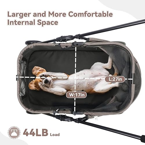 Miniatura 2 de Wedyvko - Cochecito de perro 20% más grande, para mascotas medianas y pequeñas, con bolsas y dispensador de excrementos de perro, bolsa de