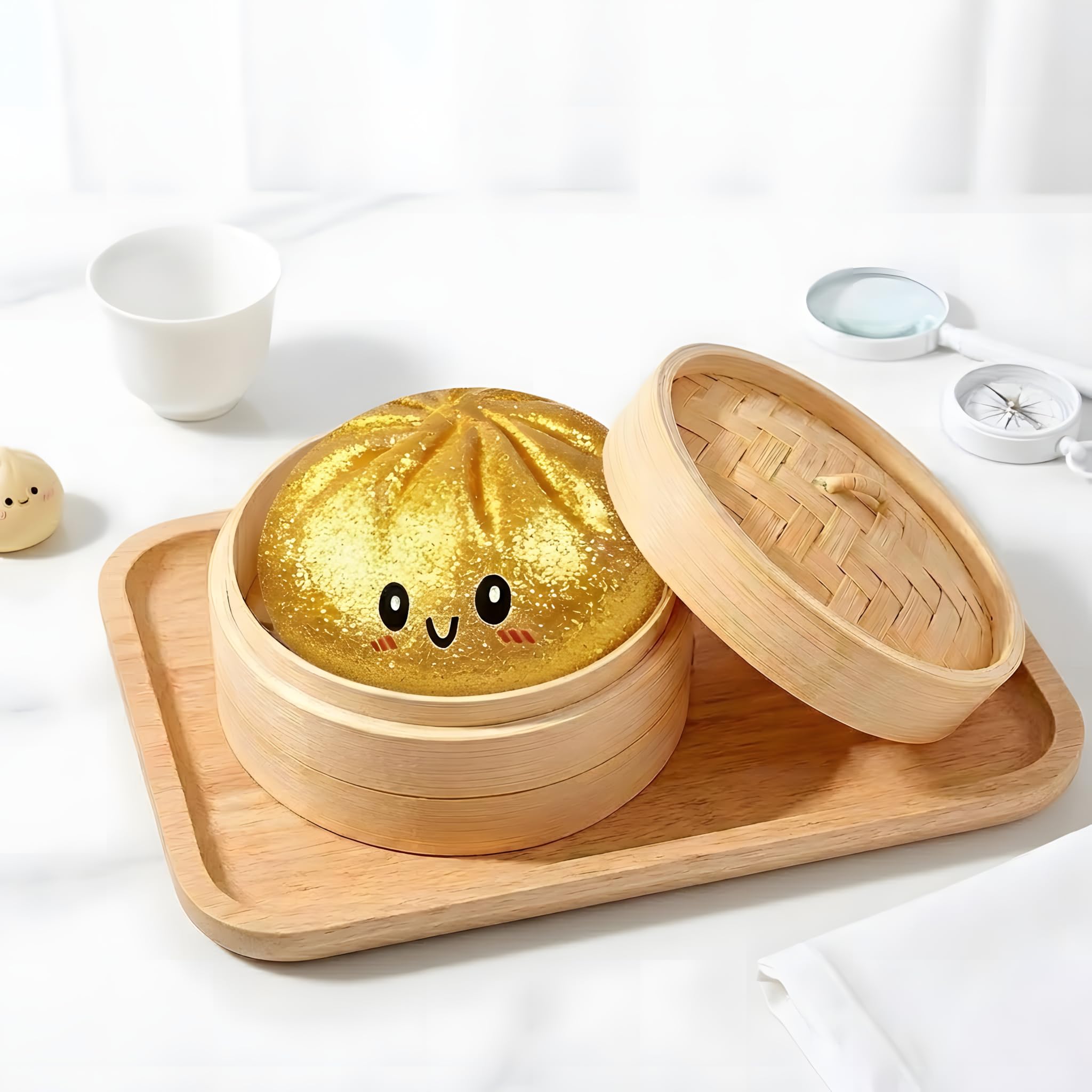 2026 New Mystery Dumpling Squishy with Steamer Box, Glitter Dumpling Squishy Slow Rising Stress Relief Squeeze, Soft Dumpling Squishy Desk Accessory Novelty Gift — view 6