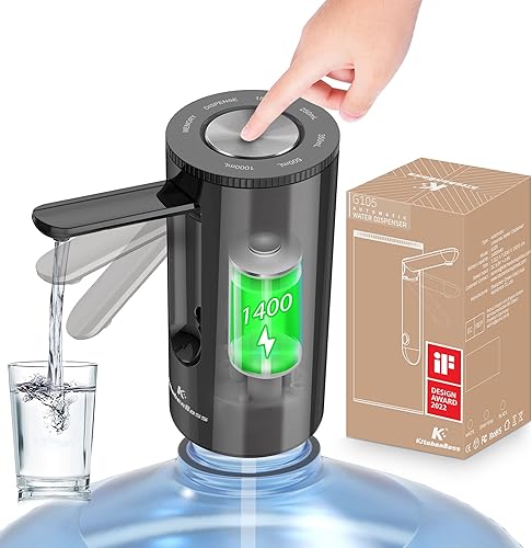KitchenBoss - Dispensador universal de botella de agua de 5 galones: bomba automática plegable para botella de agua, bomba de agua potable eléctrica