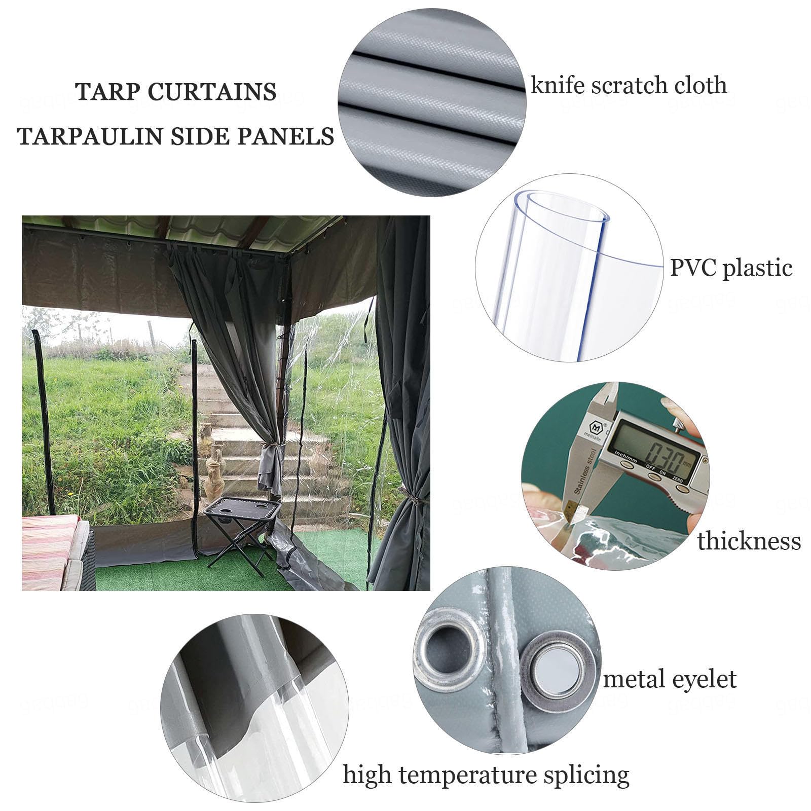 Transparante vinyl waterdichte gordijnen - duurzame zijpanelen voor pergola, veranda en garages, 0,3 mm dik