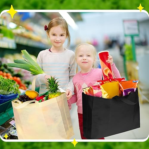 Miniatura 6 de 100 bolsas de compras reutilizables con asas, bolsa de compras de comestibles a granel, bolsas grandes de tela no tejida para regalos, plegable,