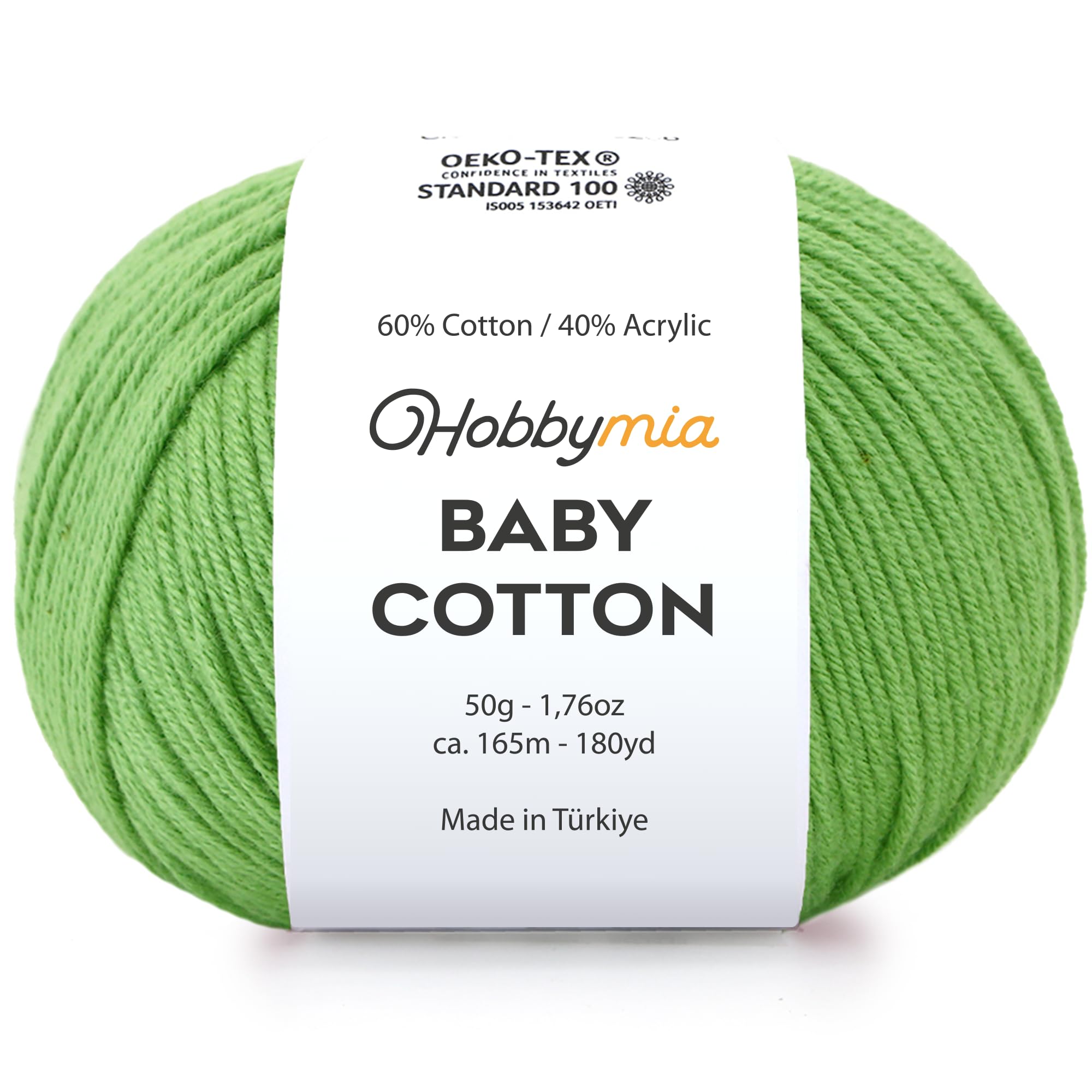 Baby Cotton Blend Yarn – Soft Sport Weight Yarn for Crochet & Amigurumi - 50g/180yds - 60% Cotton 40% Acrylic - Ideal for Baby & Knitting Proj.(Neon Green, 1 Ball) — view 30
