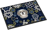 Vista 59 de Caroline's Treasures BB1449JMAT - Tapete de bienvenida de carlino negro, 24 x 36 pulgadas, tapete azul para puerta delantera, para interiores