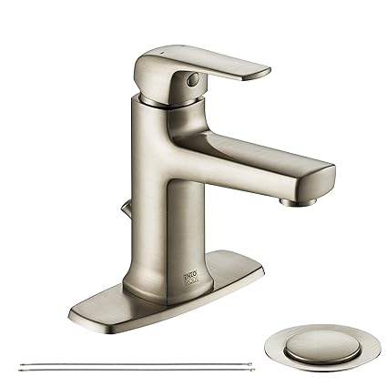 ENZO RODI Bathroom Faucets, Solid Brass Single-Handle Bathroom Sink Faucet, with Lift Pop-up Drain Assembly, Brushed Nickel, ERF1393427AP-10