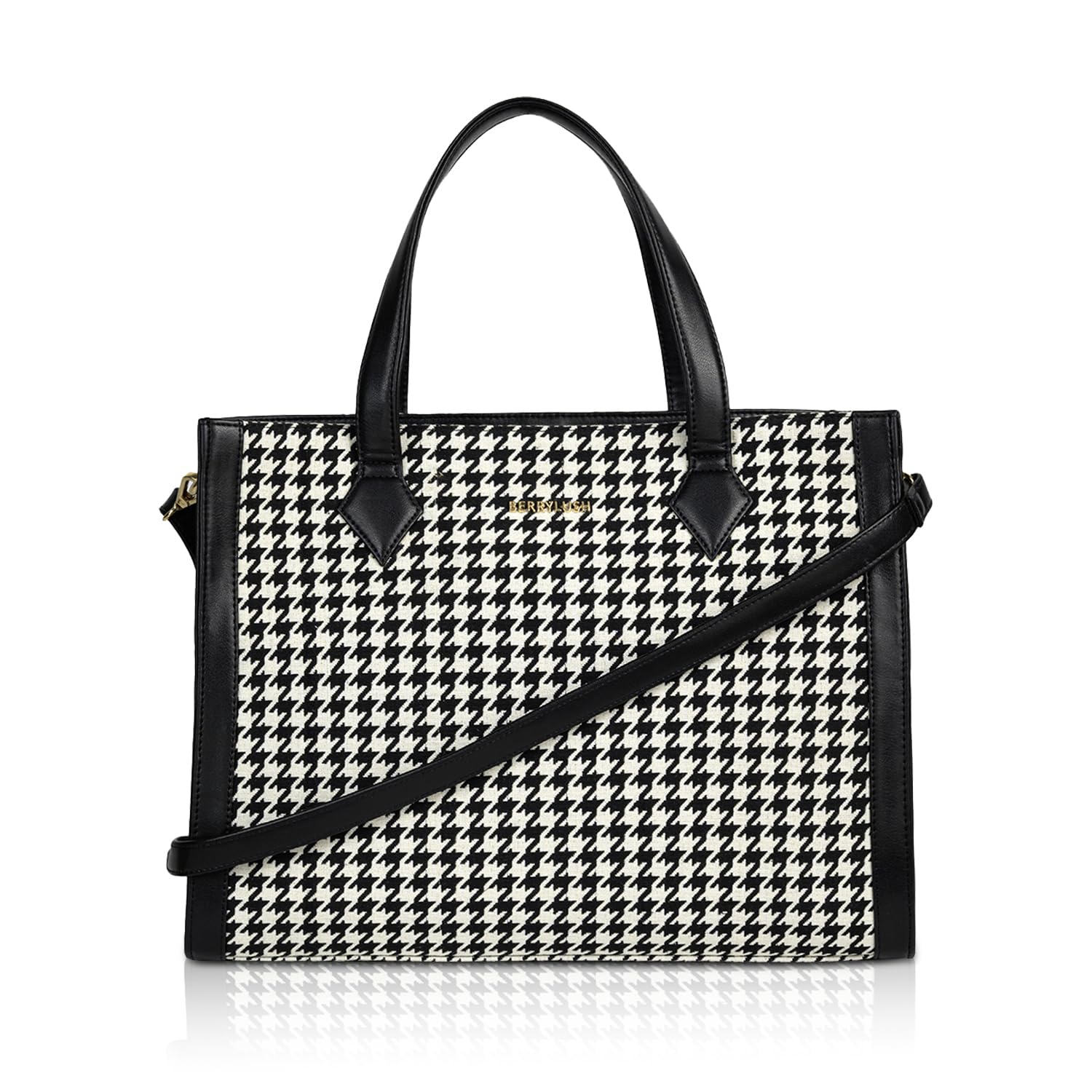 Berrylush Women Houndstooth Printed Fabric Push-lock Detachable Strap Tote Bag - Review, Price and Buying Guide