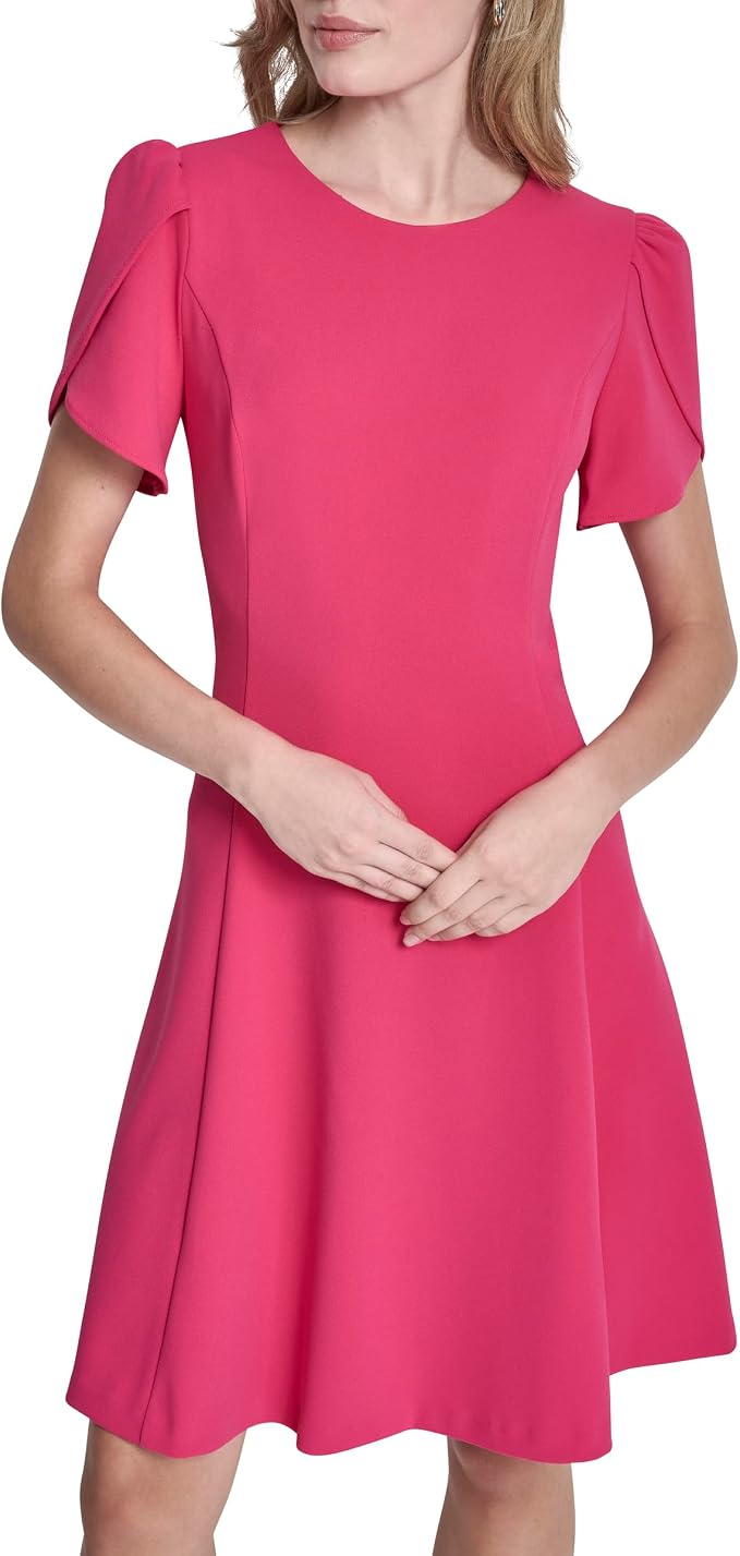 DKNY womens Tulip Sleeve Fit & Flare Mini Dress Dress
