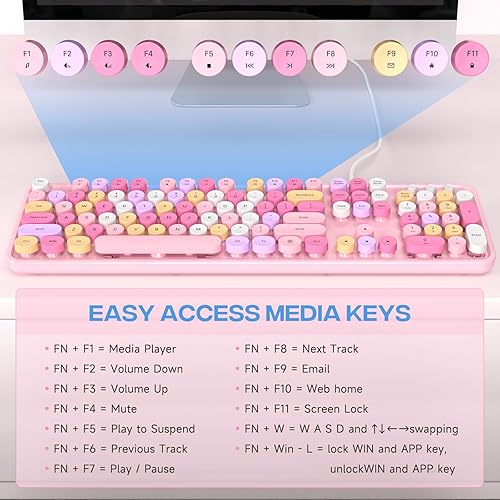 Miniatura 6 de Teclado con cable, teclados de máquina de escribir de tamaño completo de 104 teclas, teclado de oficina USB Plug and Play con teclado numérico,