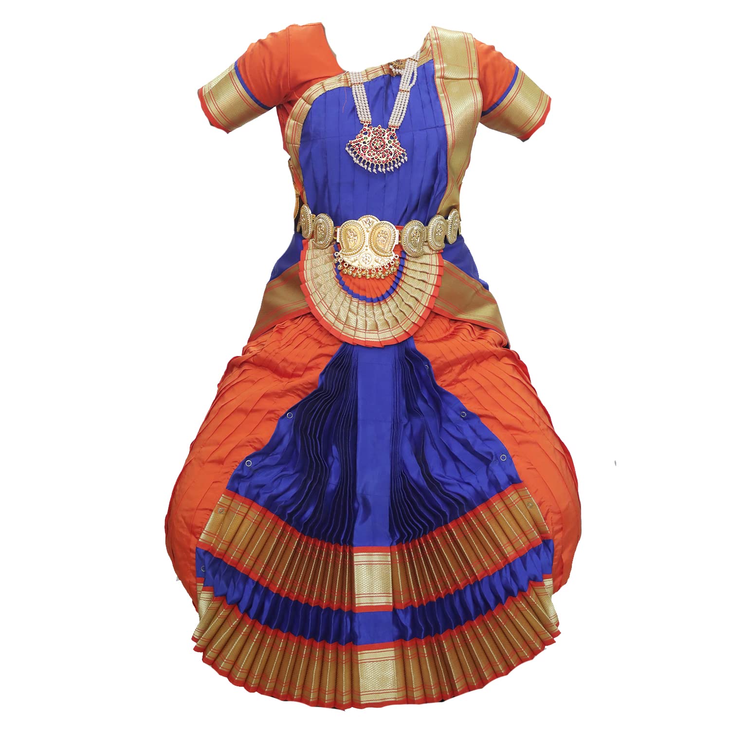 Mudra Dance Costumes Classical Bharatnatyam Readymade 32 Inch Orange and Blue Silk Cloth Women and Kids Dress for Fancy Dress, Costume Competitions, School Dance Events, Annual Functions (B0B94RPDZY) Amazon Price History, Amazon Price Tracker