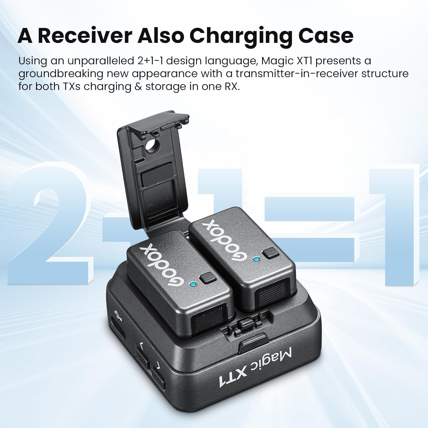 GODOX Magic XT1 Lightning, Wireless Lavalier Microphone, 2.4G Wireless 200m(656ft) Range, 10-Level Volumue,16h Working Time, Touchscreen Noise Cancellation Receiver,for Camera/Android/iPhone 15/PC