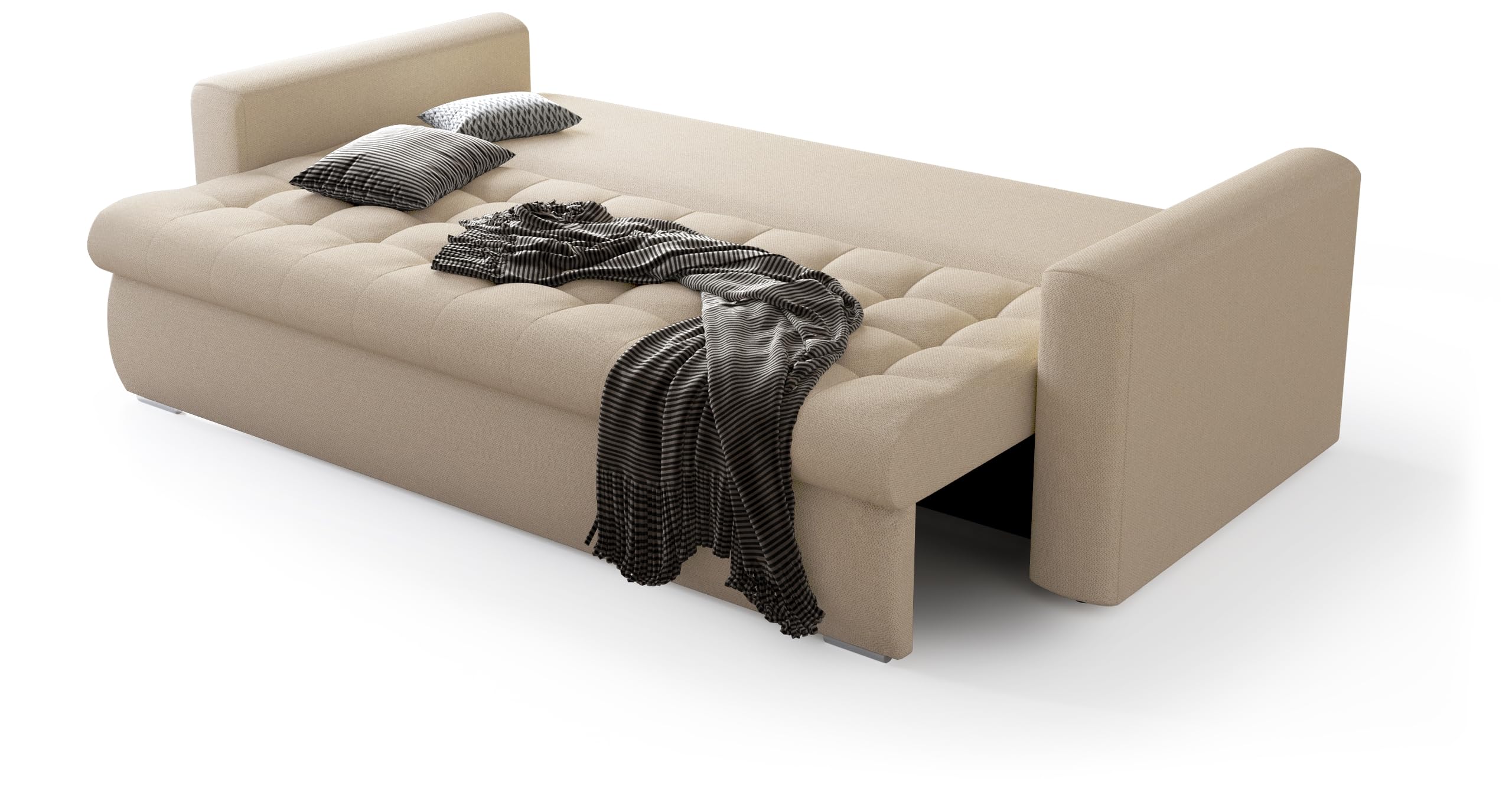 BROMARKT Sofa mit Schlaffunktion Beige Klappsofa Geflecht 140X200 LUIS