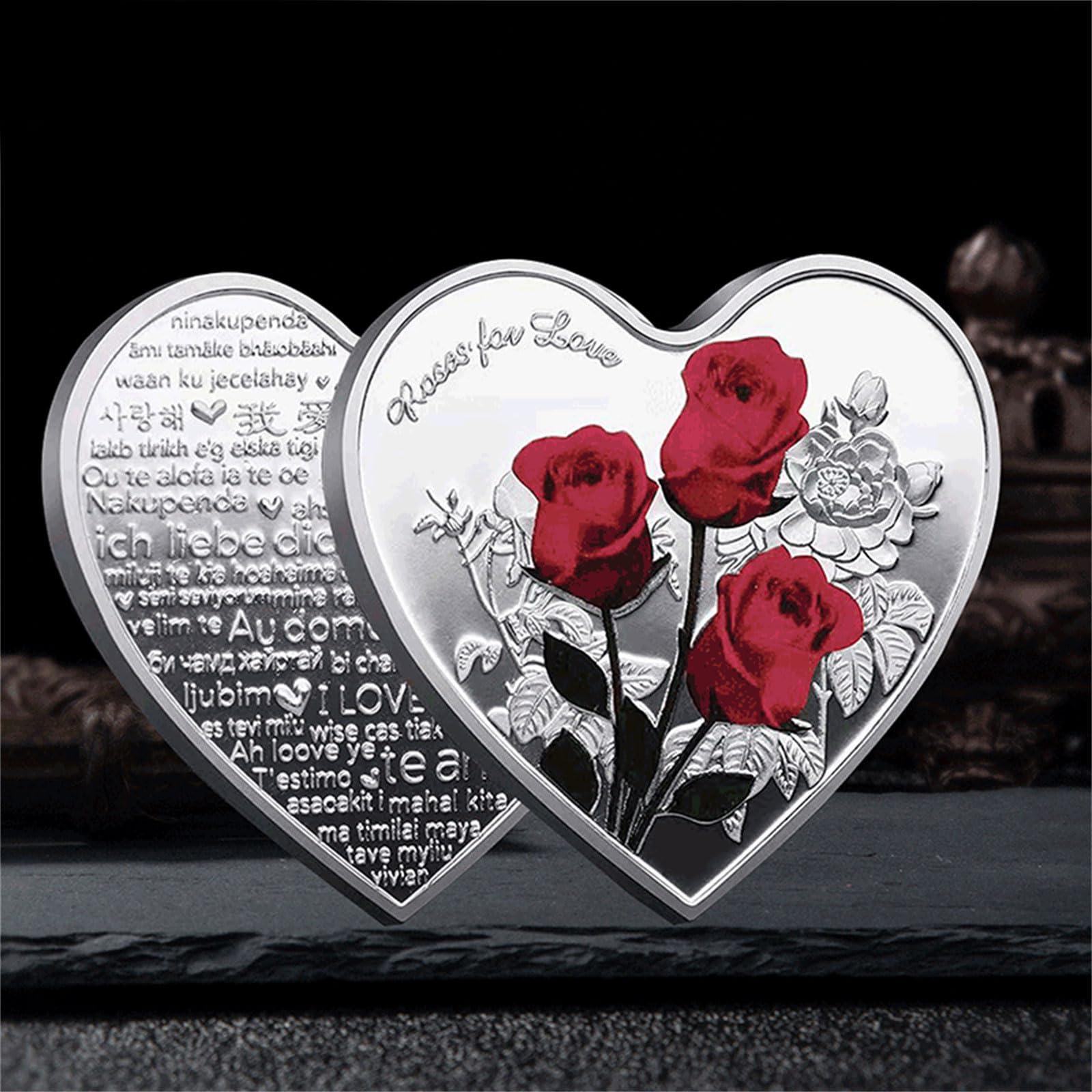 Pièces uniques en métal en forme de cœur Objets de collection Amour symbolique Décoration de mariage Saint-Valentin Anniversaire Pièces cadeaux