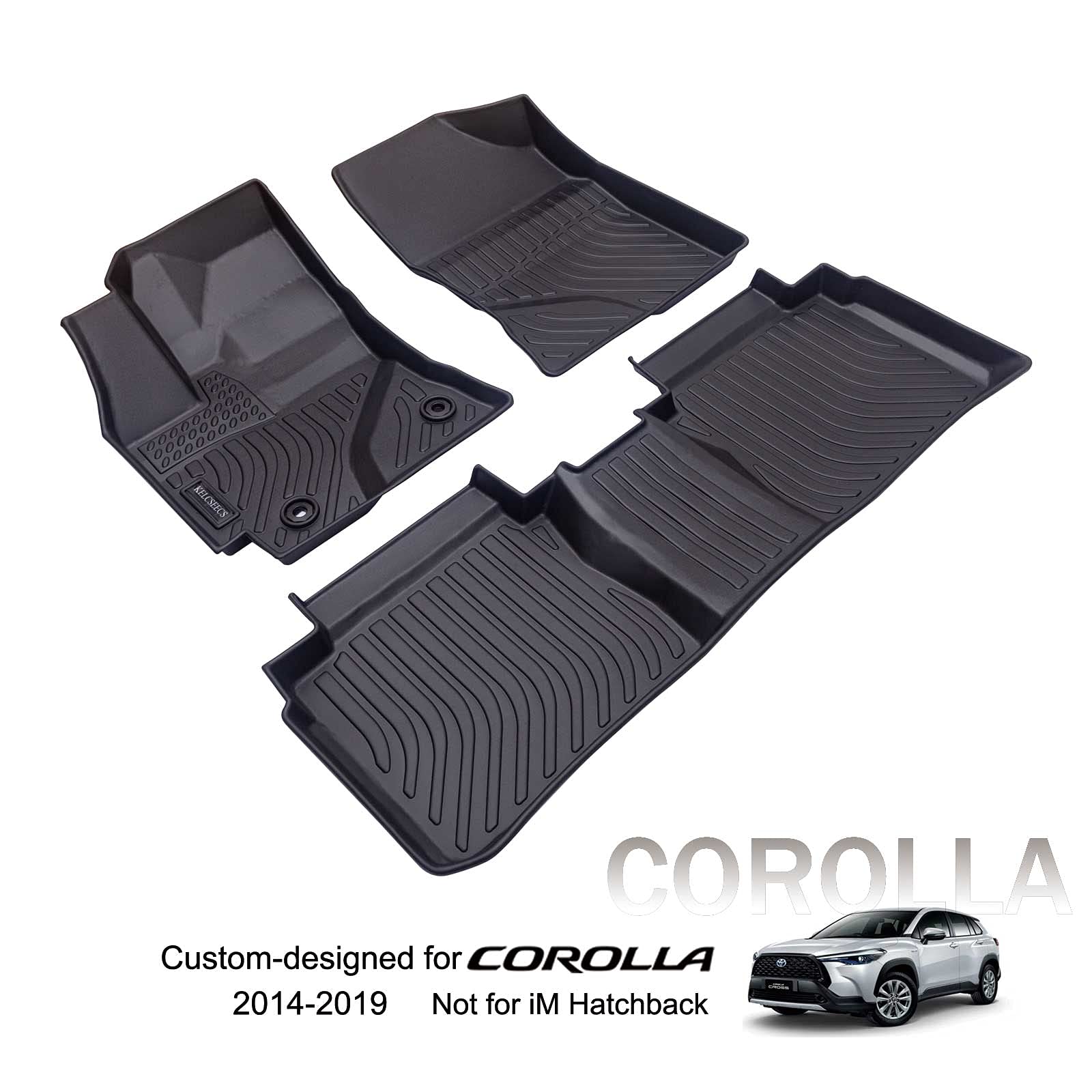 KELCSEECSKELCSEECS Floor Mats Custom for 2014-2019 Toyota Corolla Not Fit Hatchback Waterproof Car Mats All Weather Mats Guard TPE Automotive Floor Liners Front& Rear Row Full Set Black Accessories