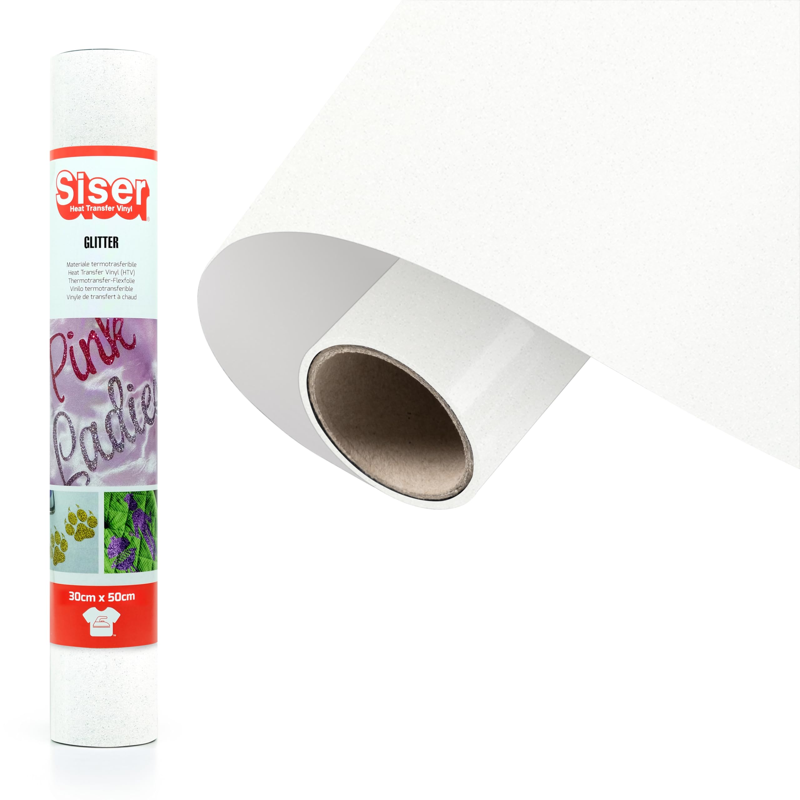 SISER® Glitter White Heat Transfer Vinyl 50 x 30 cm