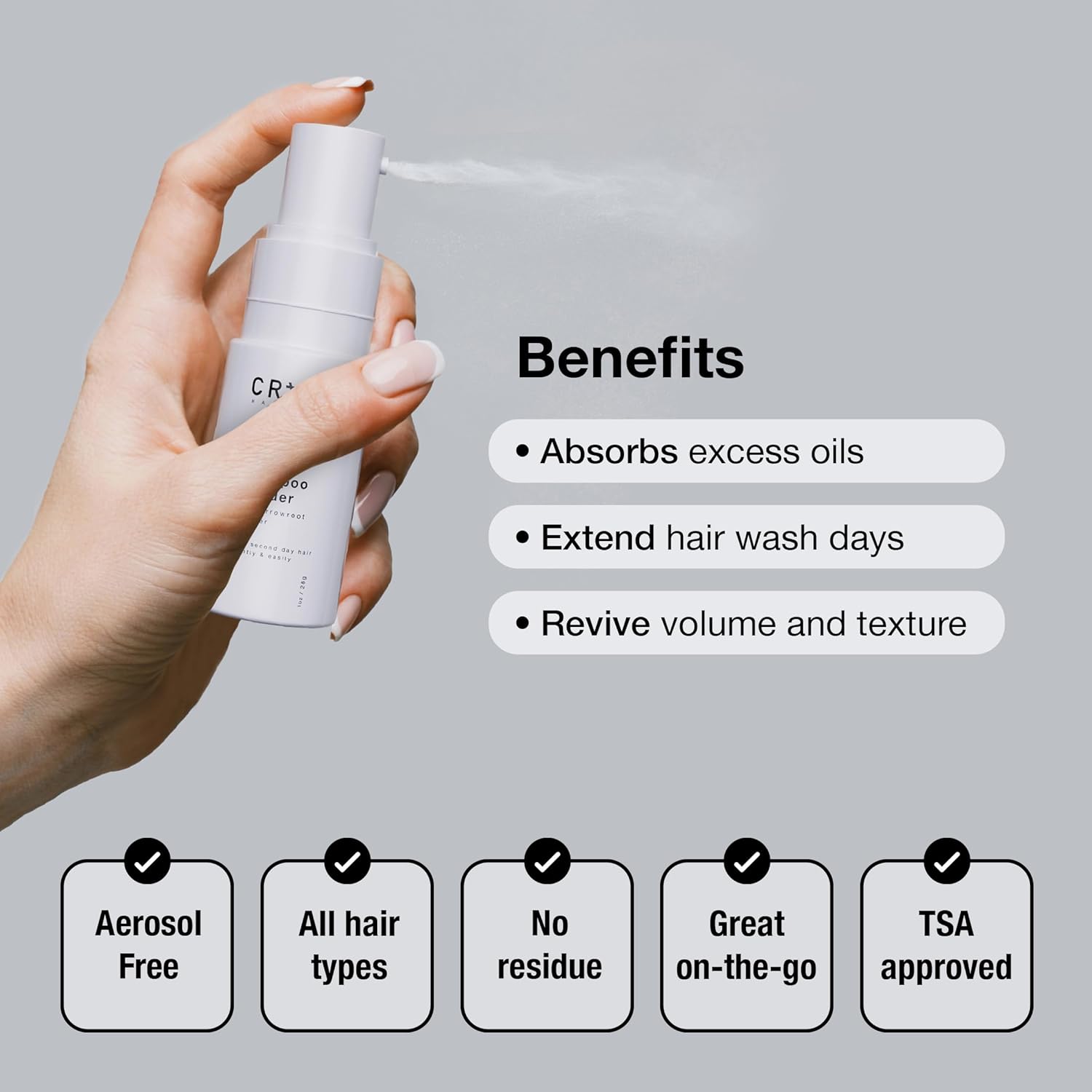 Dry Shampoo Powder for Women & Men – Intense Oil & Grease Absorption - Adds Volume & Grip, Refreshes Hair - TSA Approved, 1oz | 30-Day Supply - Image 3