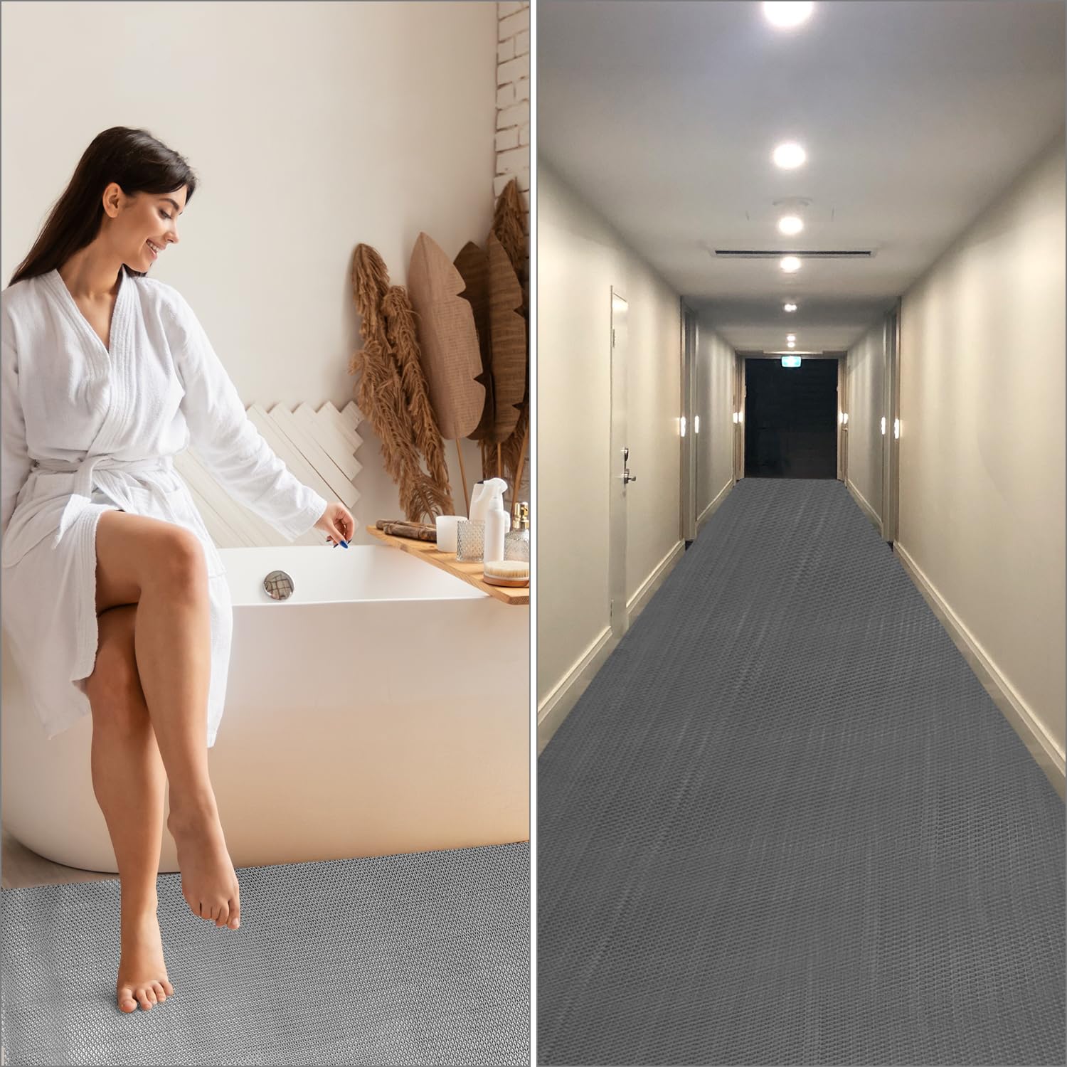 QWORK® PVC Drainagematte für Nassbereiche - 0,9m x 3m, 5,5mm Dick - rutschfeste Saunaläufer Duschmatte für Küche, Balkon, Bars & Restaurants