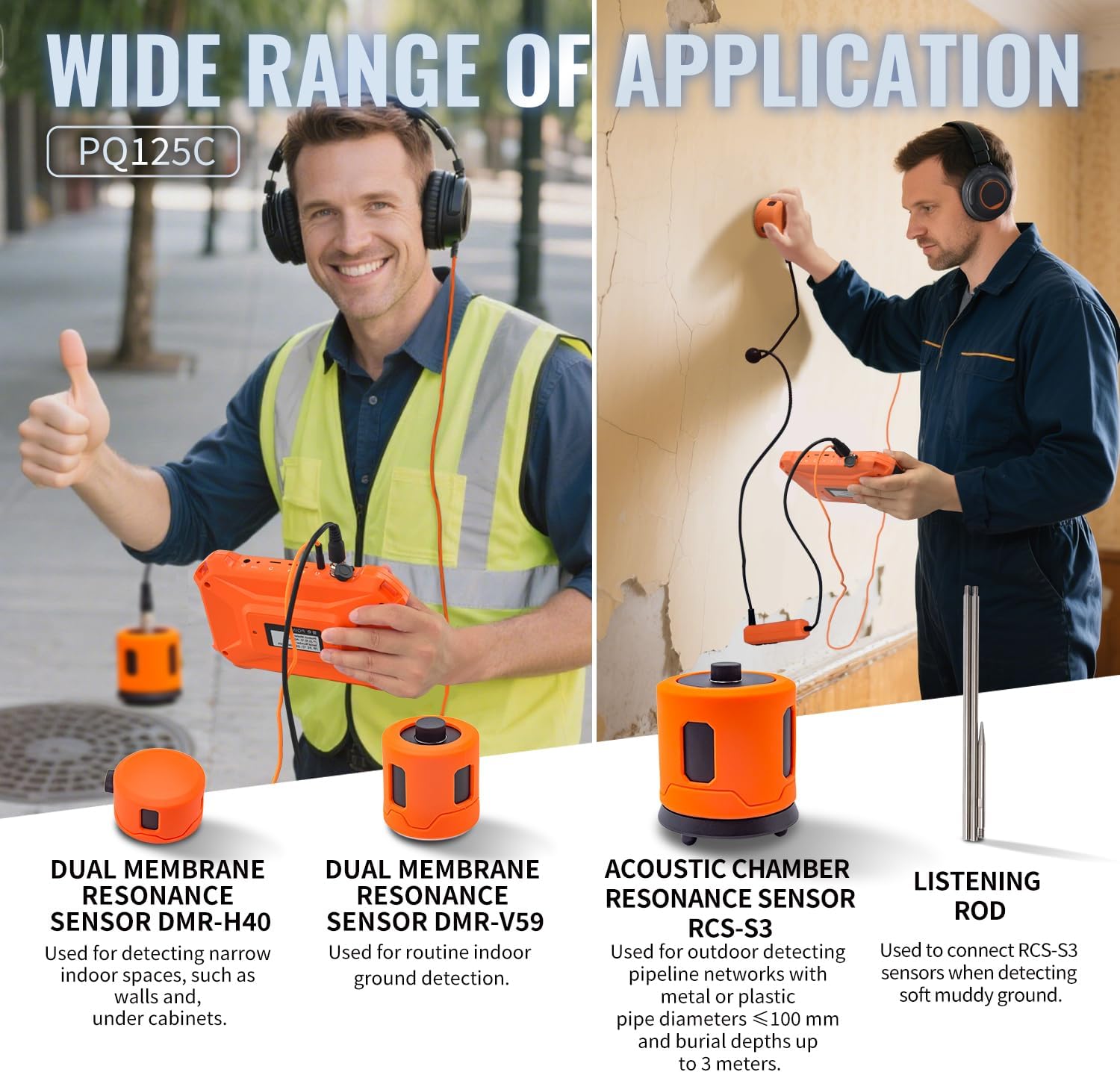 PQWT L4000 + PQ125C Water Leak Detector Bundle