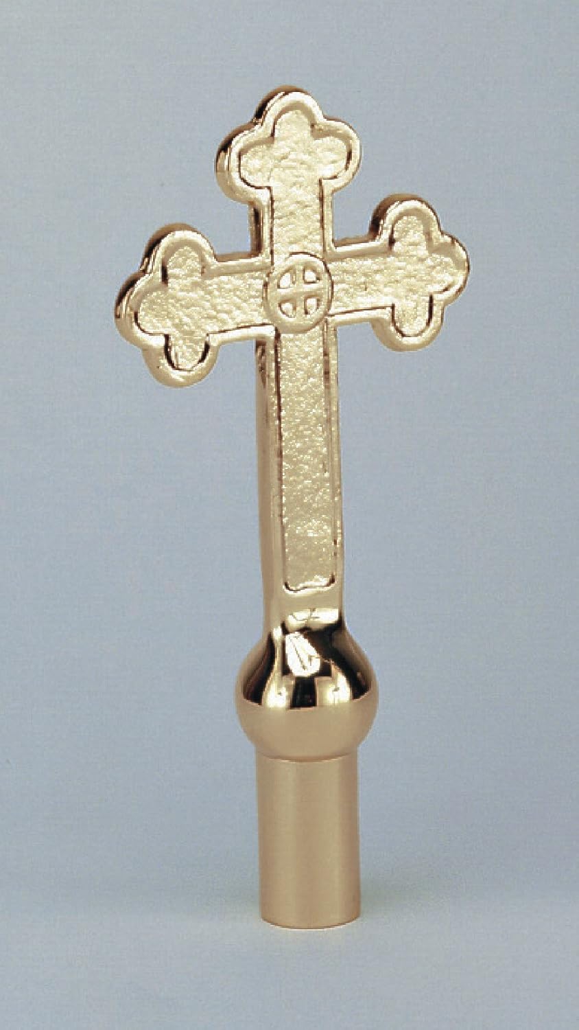 Church Cross Style 55AA Indoor Parade Color Guard Flagpole Ornament Brass-Plated Aluminum 9 1/8"