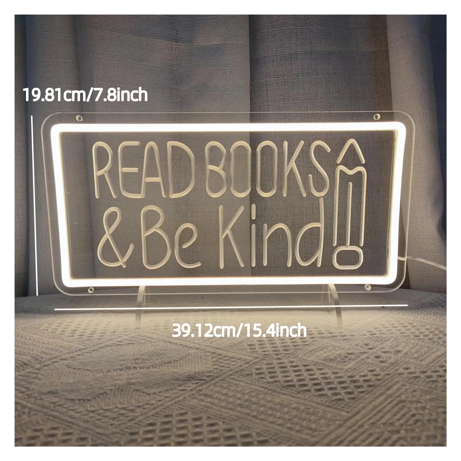 Insegna al Neon Read Books And Be Kind Insegna Al Neon A Dimmerabile Con Alimentazione USB Per Studenti Aule Librerie Biblioteche Sala Studio 39.12cmx19.81cm