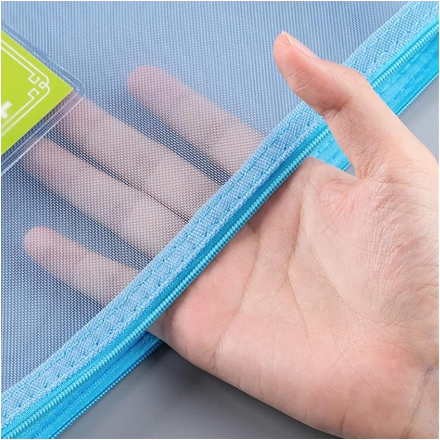 plastikowe teczki, organizer na dokumenty, 10 szt. Piórnik z czystej siatki Prosta przezroczysta siateczka Torba na dokumenty Zamek Torba na artykuły papiernicze Nylonowa torba Biurowe przybory szkoln