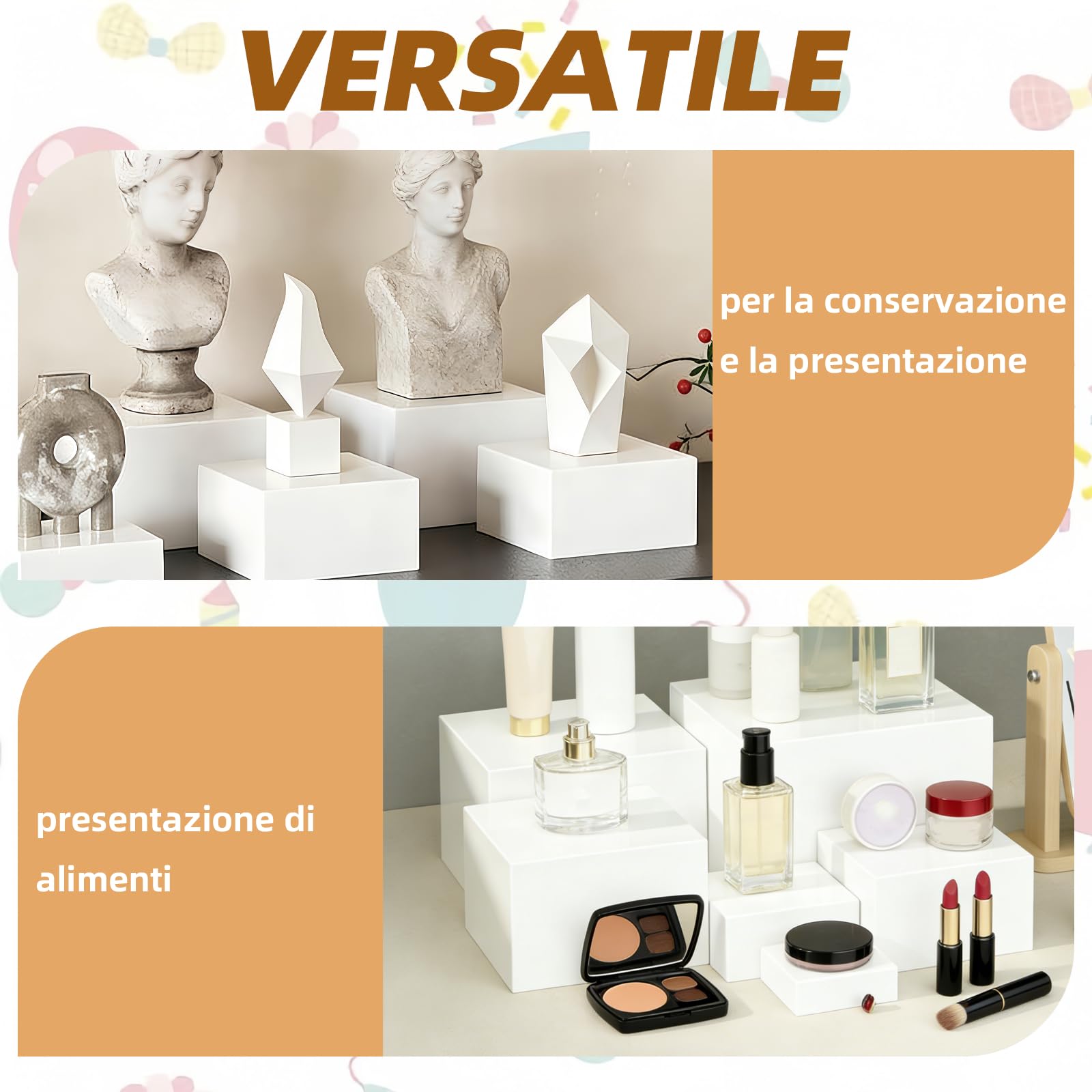 Supporto per torta a forma di cubo, in acrilico con fondo cavo, supporto per buffet a più piani, ideale per matrimoni, compleanni, decorazioni per feste e presentazioni cupcake (confezione da 6