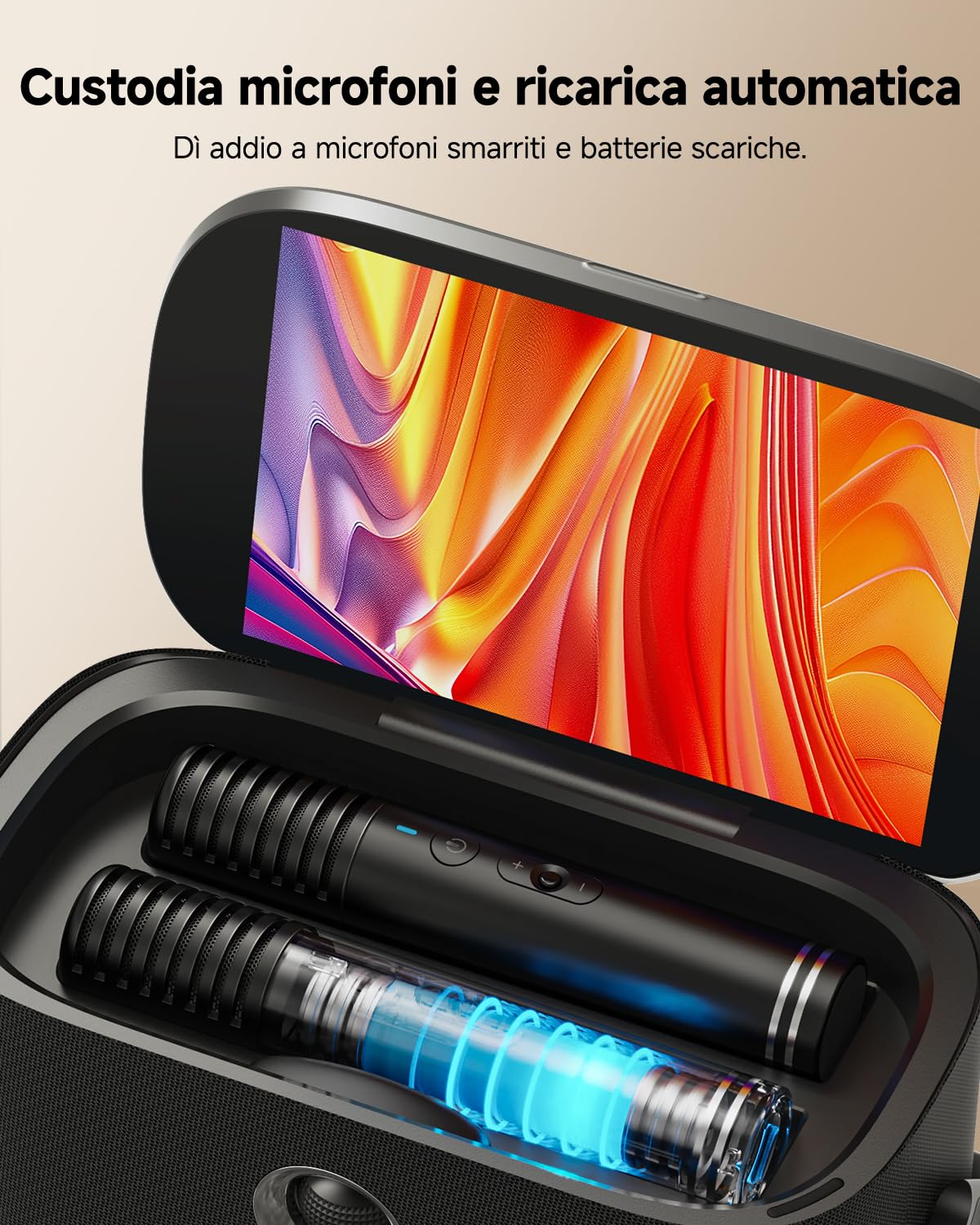 Karaoke con Microfono Portatile, Professionale Completo Per TV, Potenza 140W, Bluetooth, App Karafun, LED luci,Ideale per Feste, HDMI per i Testi (Shell S2)
