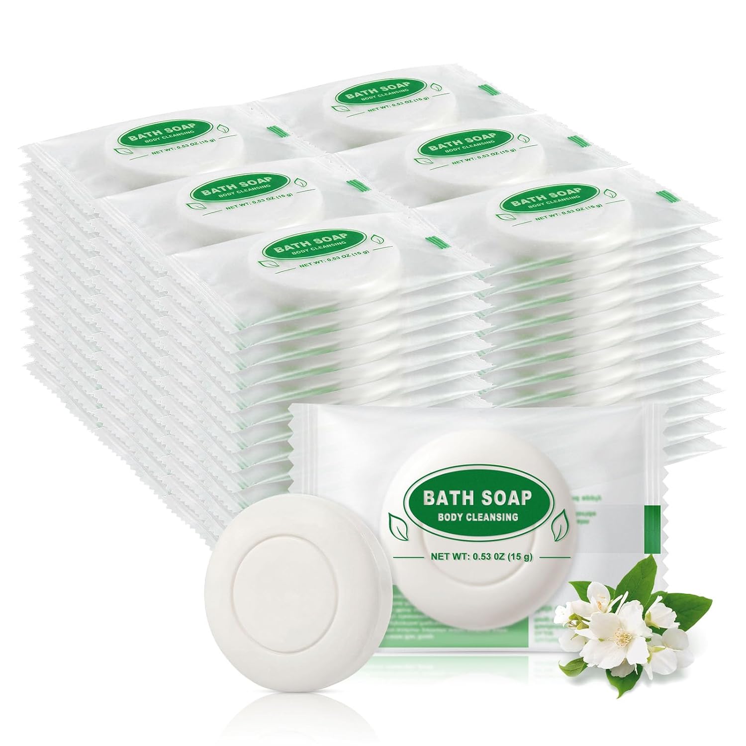 Mini Travel Size Bar Soap Bulk - Pack of 200,Round Individually Wrapped 0.53 oz/15 grams Small Disposable Hotel Soap Bars for Vacation Rentals,Guest,Church,Homeless,Charity