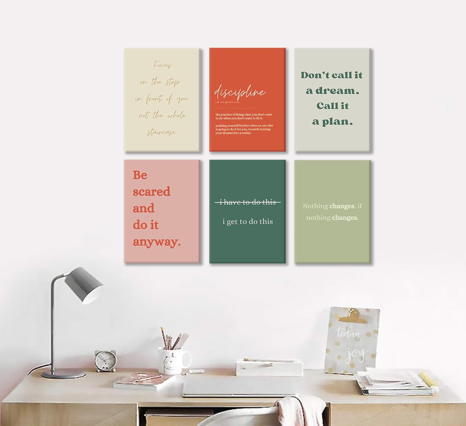 6Pcs Motivational canvas Wall Art Inspiring Teamwork Posters Prints Inspirational Workplace Pictures Office Positive Quotes Canvas Wall Decor for Bedroom Living Room Home Office 8x10In Framed
