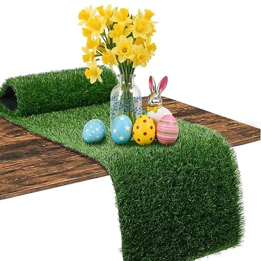 XLX TURF Artificial Grass Table Runner 12 x 36 Inch, Green Christmas Table Runer Tabletop Decor for Wedding Party Baby Bridal Shower