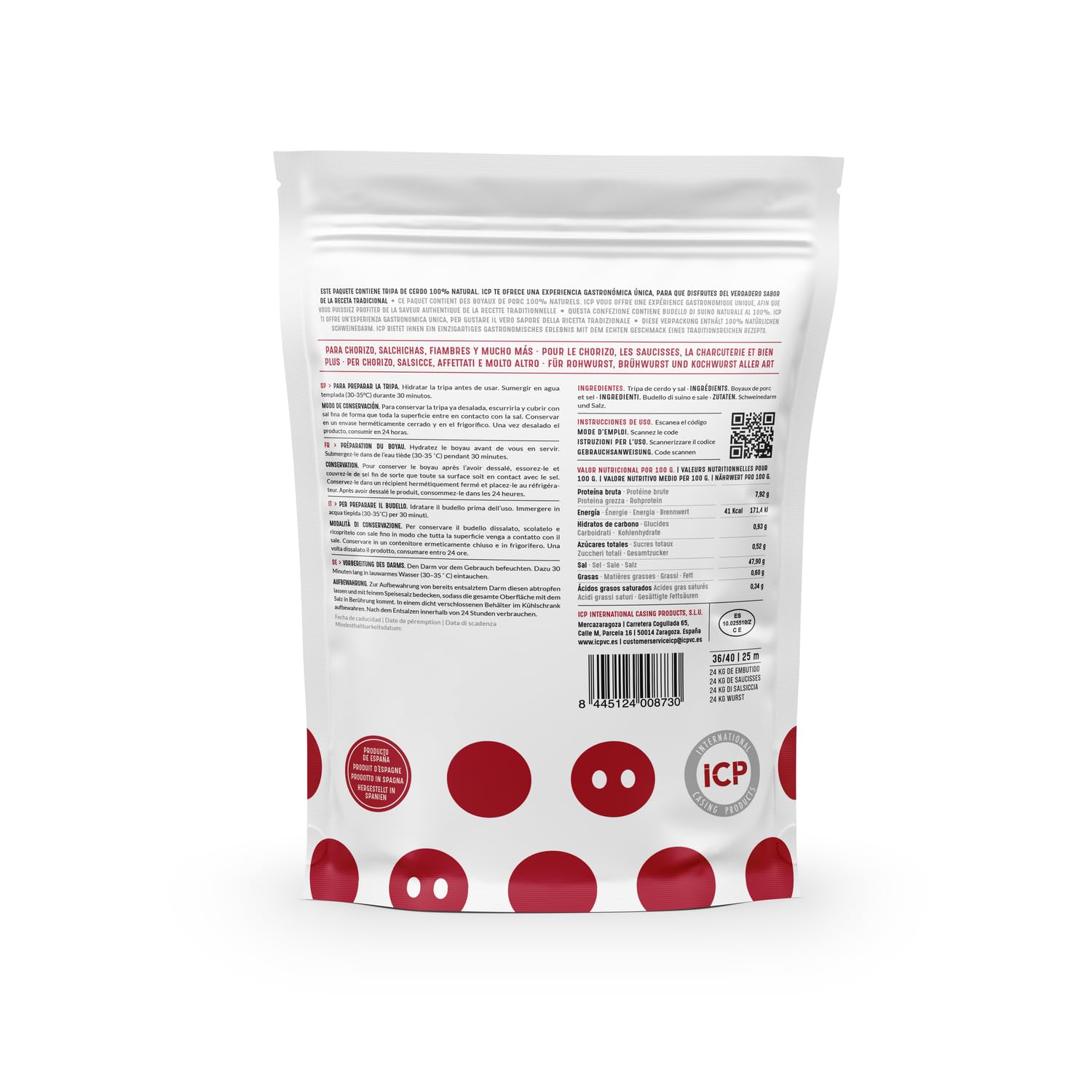 Boyaux naturels de porc pour confection de charcuterie – 25 m, calibre 36/40 | Confectionnez votre charcuterie maison | ICP