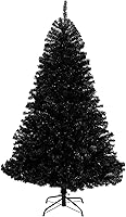 Vista 3 de Nearly Natural Árbol de Navidad artificial negro de 6 pies con 400 luces LED transparentes y 1036 puntas
