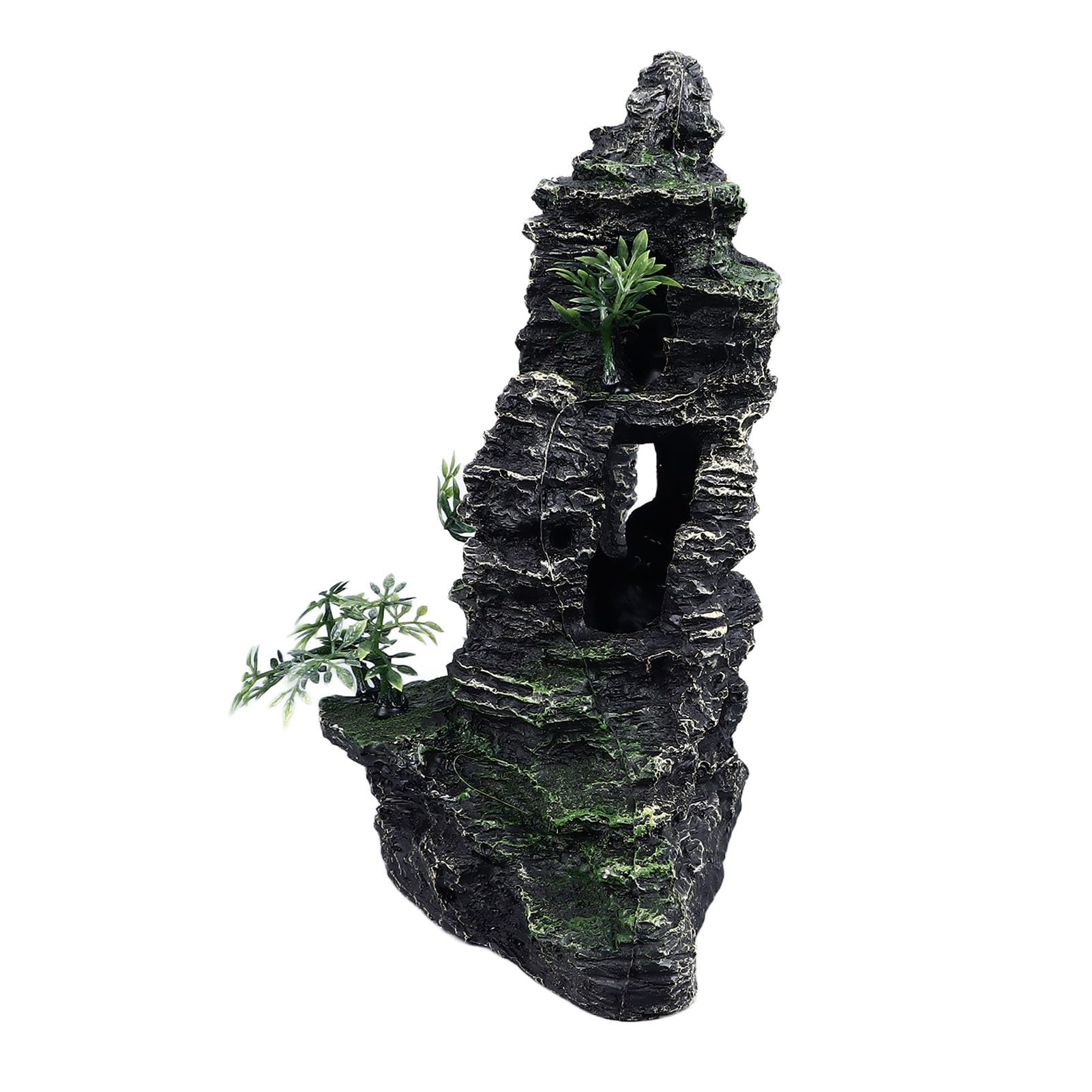 Decorazione per acquario a forma di roccia, grotta in resina per l’allestimento dell’acquario con nascondiglio, pietra dal realistico aspetto montano adatta sia agli acquari