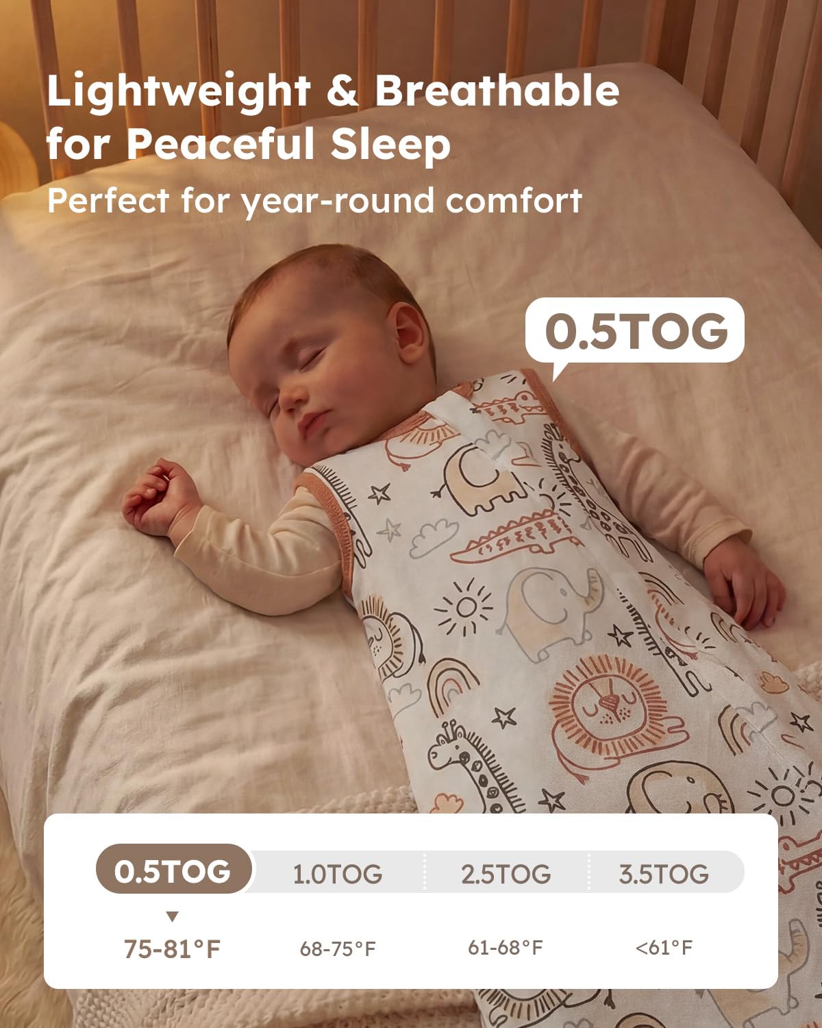 Yoofoss Baby Sleep Sack 6-12 Months 100% Organic Cotton Wearable Blanket for Babies 2-Way Zipper TOG 0.5 Infant Sleeping Sack 3 Pack, Soft Breathable