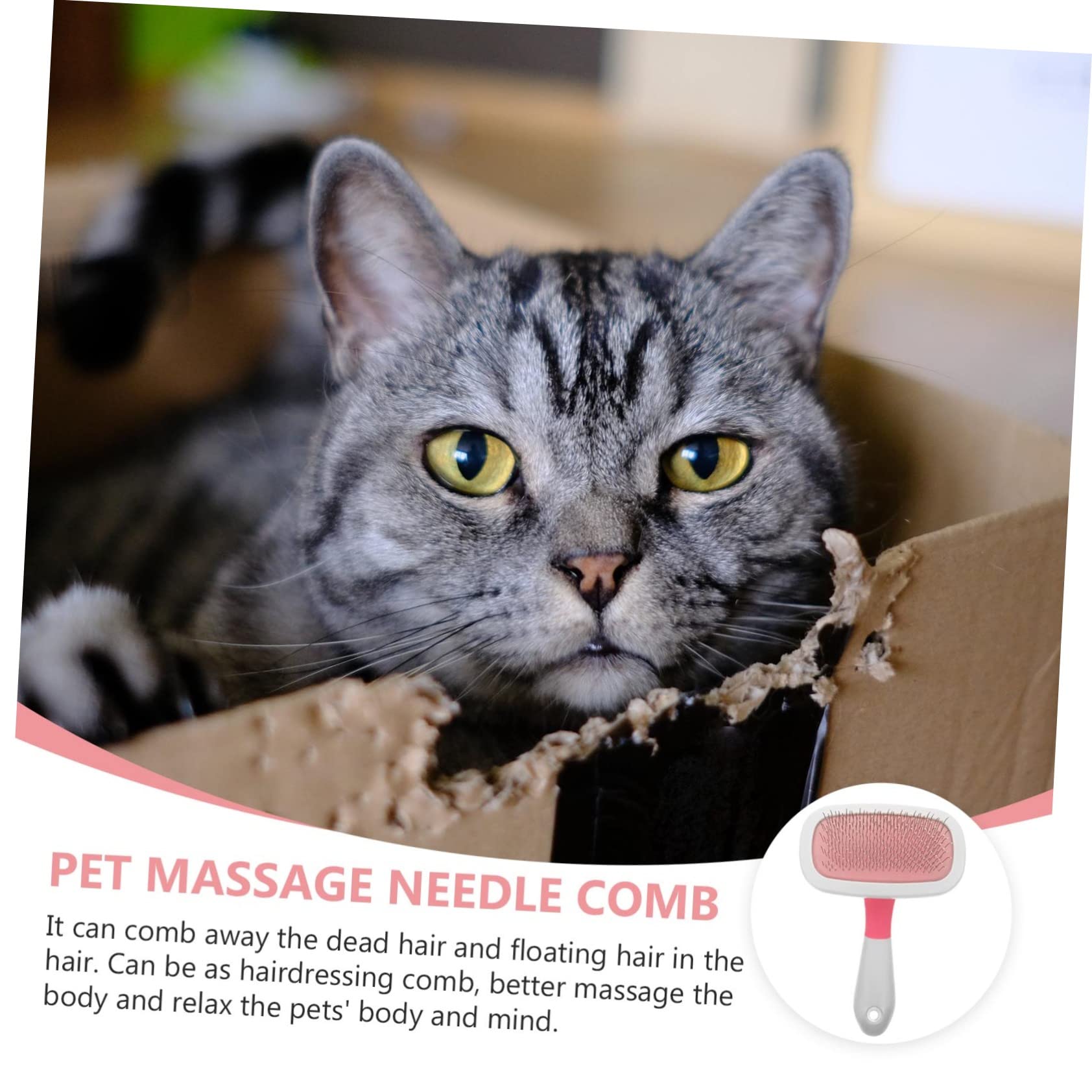 Parliky Pet Hair Removal Brush Cat Dog Grooming Comb Dematting Tool Lint Brush Massage Needle Comb for Cats