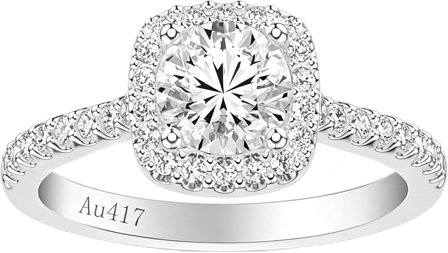 Aihpos 10K Solid Gold Halo Engagement Rings for Women White Gold 1-1/4 Carat (ctw) Moissanite Engagement Rings Wedding Anniversary Promise Rings for Her