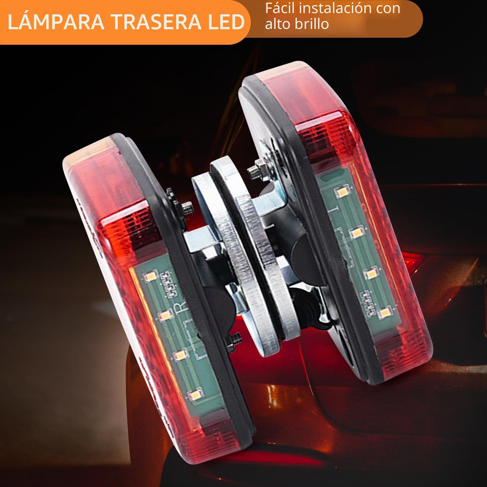 Luces Traseras LED Inalámbricas Remolque, Kit Pilotos Traseros Magnéticos | Radio 12/24V con Intermitente, Luz de Freno, Luz de Posición y Luz de Matrícula, Luces LED Impermeables IP65 para Camión