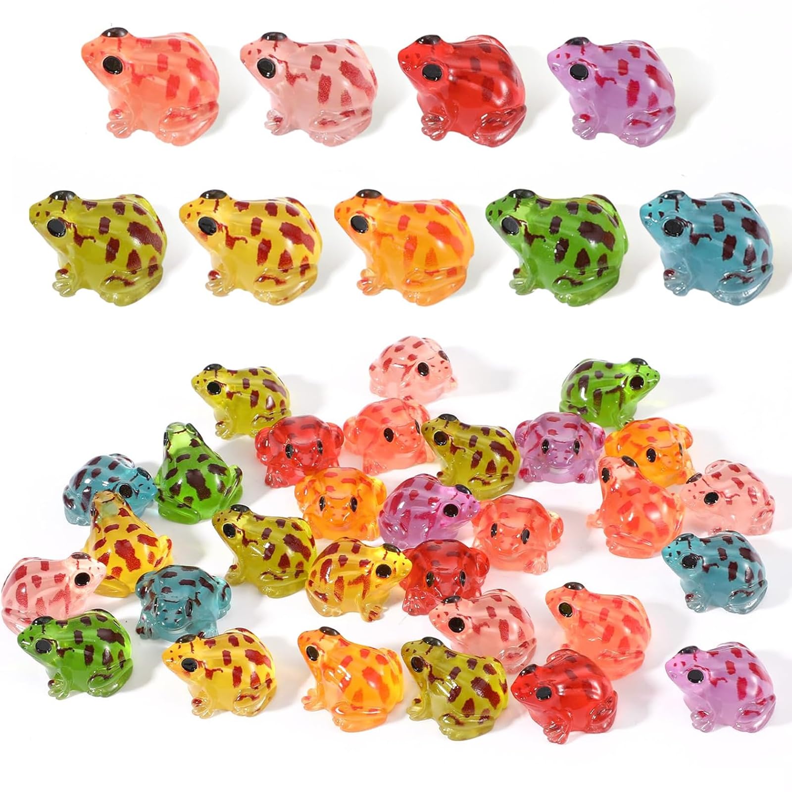 Luminous Mini Resin Frogs – 30 PCS Glow-in-the-Dark Tiny Resin Frogs in 9 Colors – Mini Figurines for Fairy Garden, Dollhouse, Terrarium, DIY Crafts & Home Decor