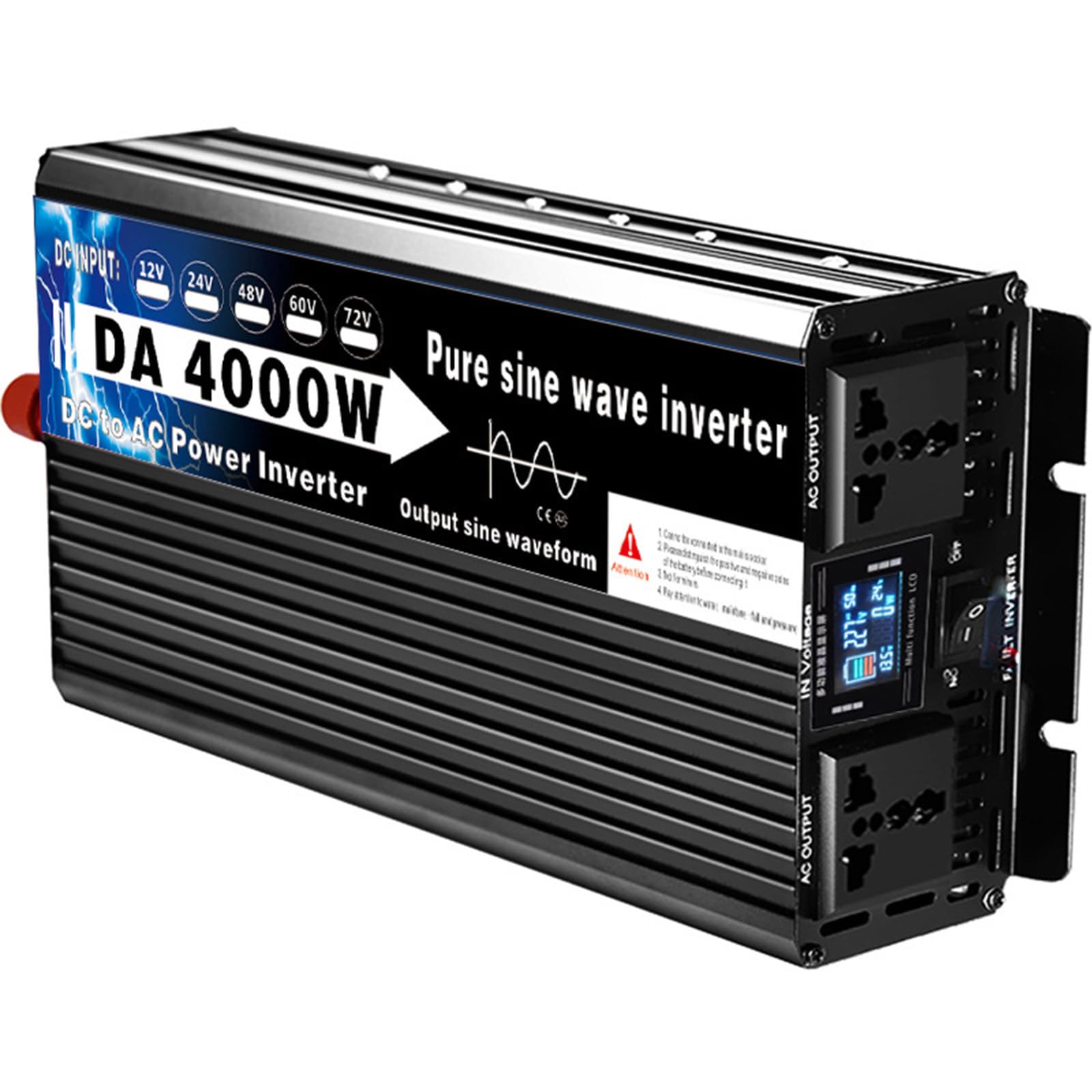Inversor de Onda sinusoidal Pura de Alta Potencia de 12 V-72 V a 220 V Adecuado para Vacaciones, Viajes de Negocios, Actividades domésticas o al Aire Libre y Camping,72V-1600W